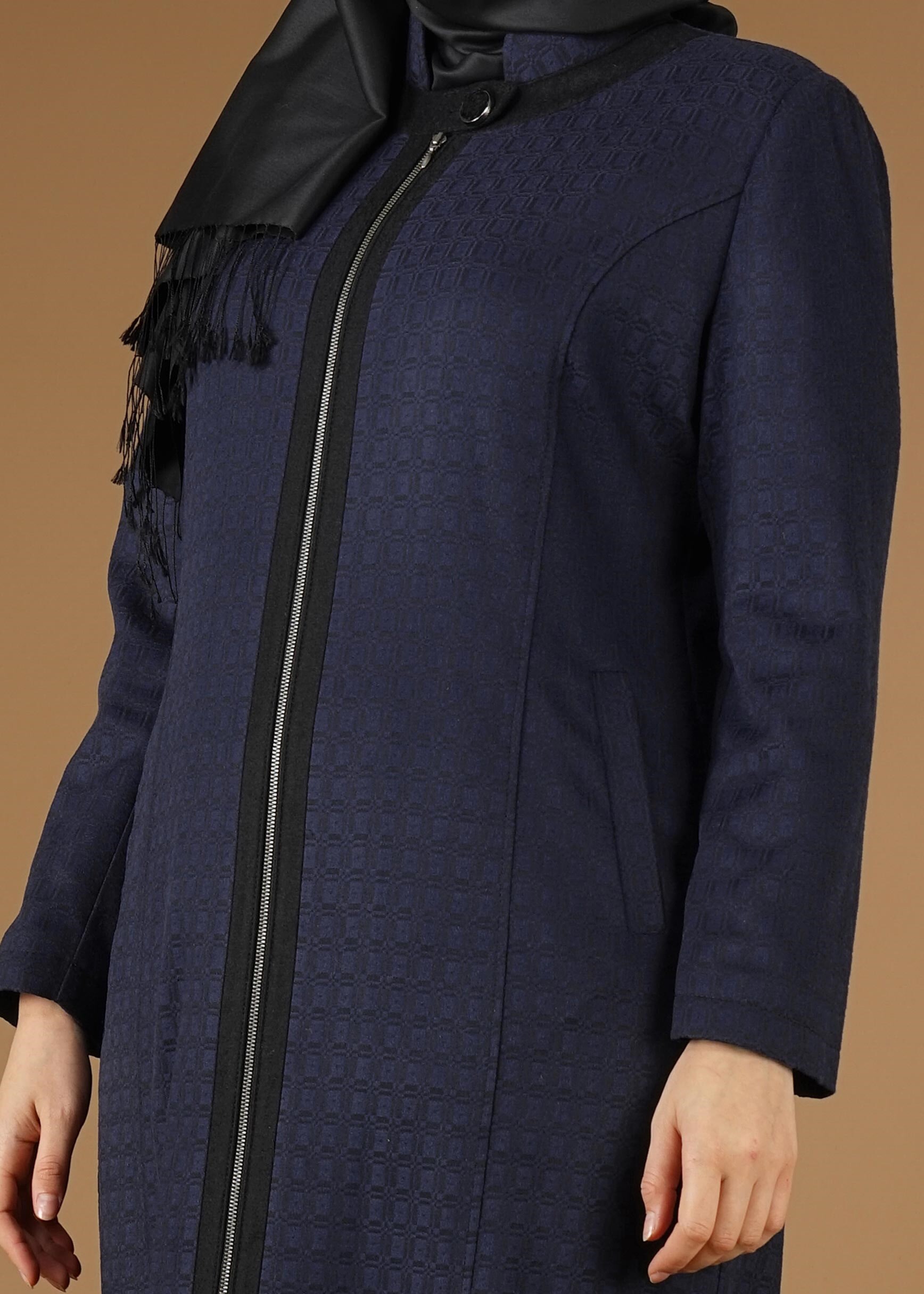 Vêtements hijab BLEU MARINE PARDESSUS ZIPPÉ 1955 