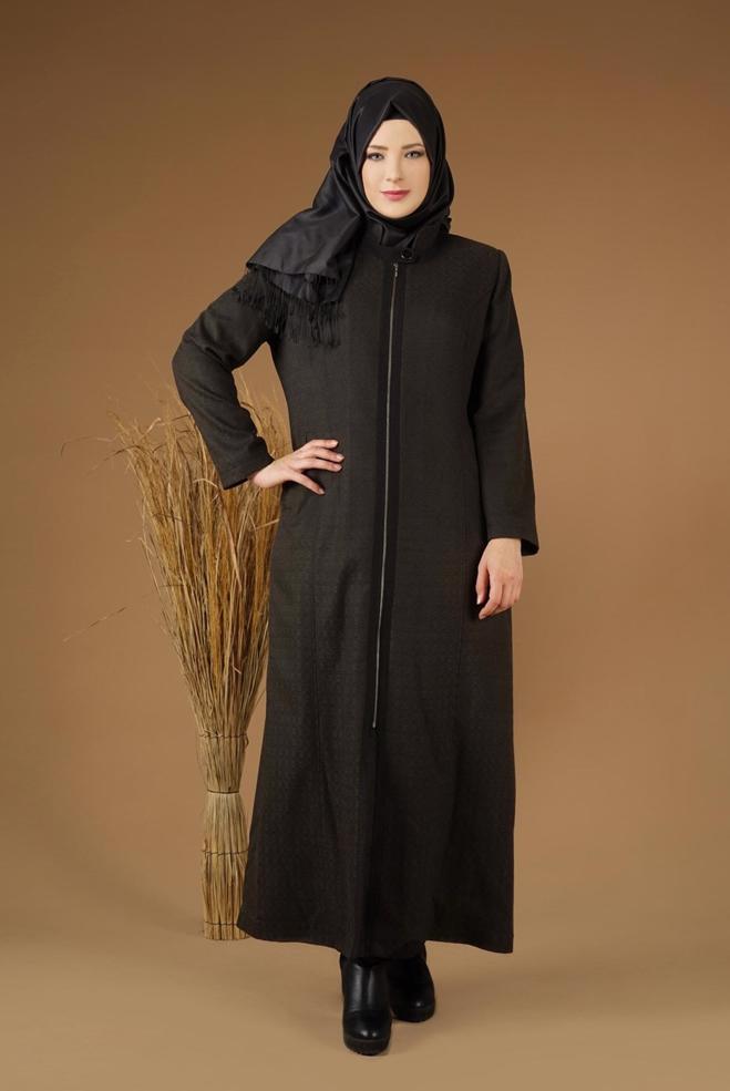 Vêtements hijab KAKI PARDESSUS ZIPPÉ 1955  - ALVİNA