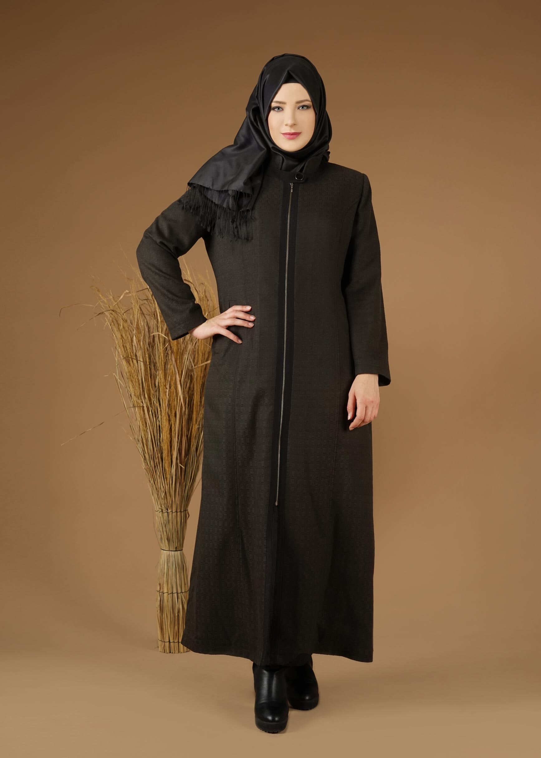 Hijab clothing KHAKI ZIPPED TOPCOAT 1955 