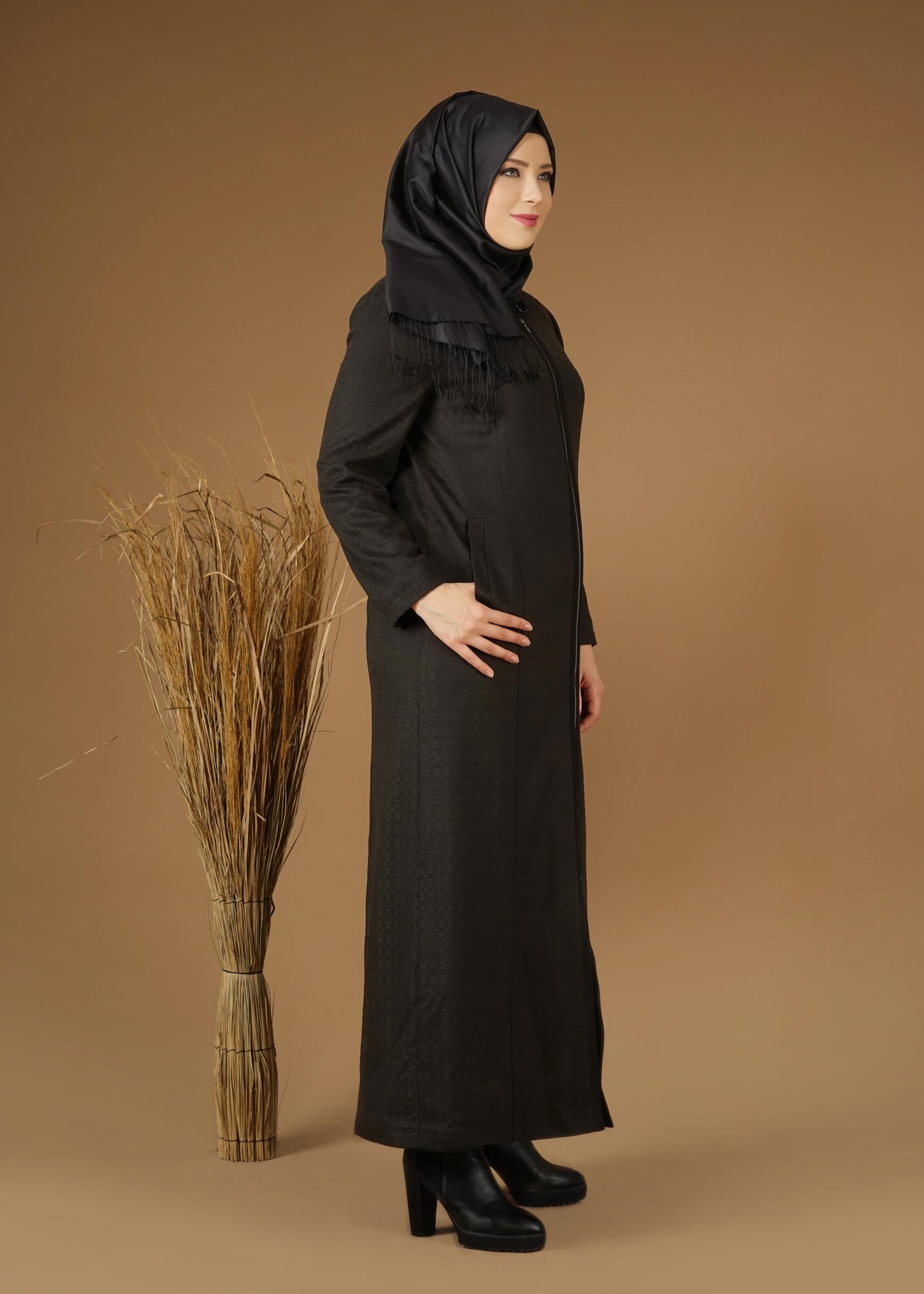 Hijab clothing KHAKI ZIPPED TOPCOAT 1955 