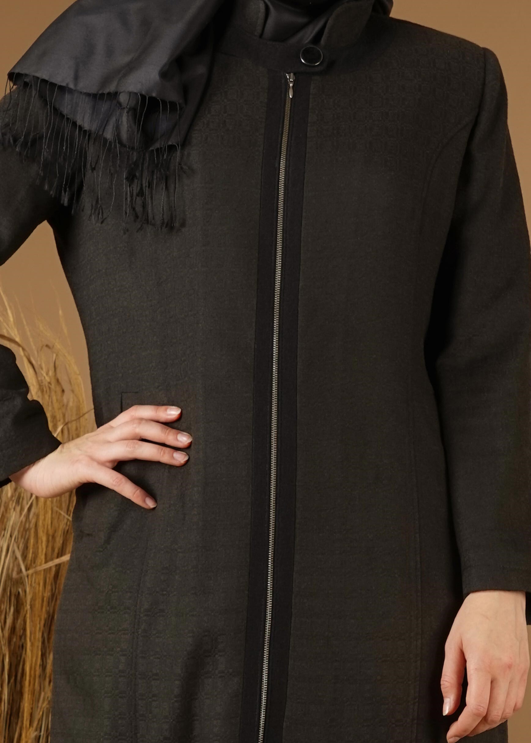 Hijab clothing KHAKI ZIPPED TOPCOAT 1955 