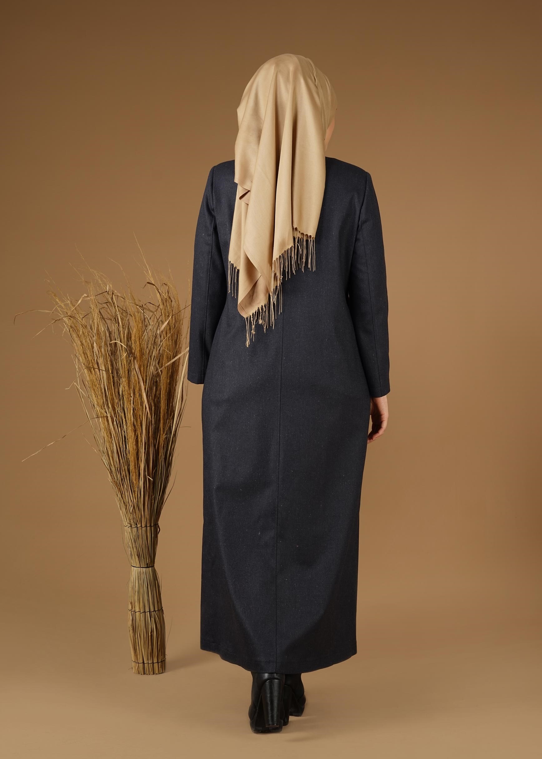 Vêtements hijab GRIS PARDESSUS AVEC BOUTONS DISSIMULÉES 1956 