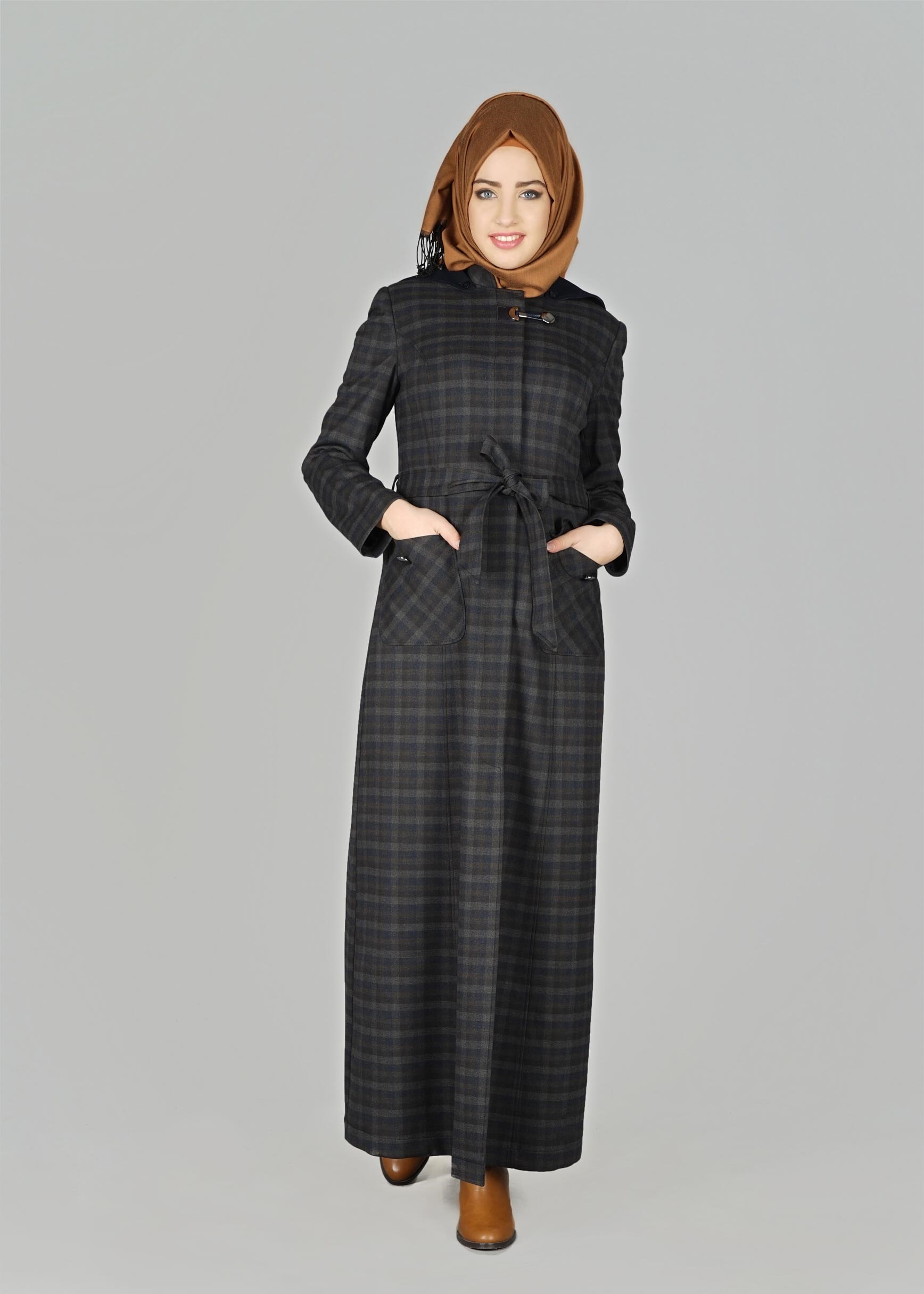 Tesettür giyim GRİ 1881-1 PARDESÜ