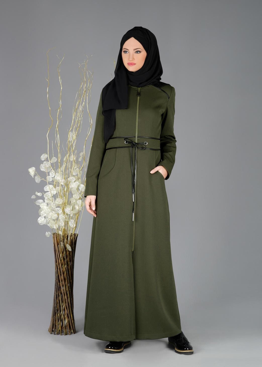 Tesettür giyim YEŞİL 1923-1 PARDESÜ