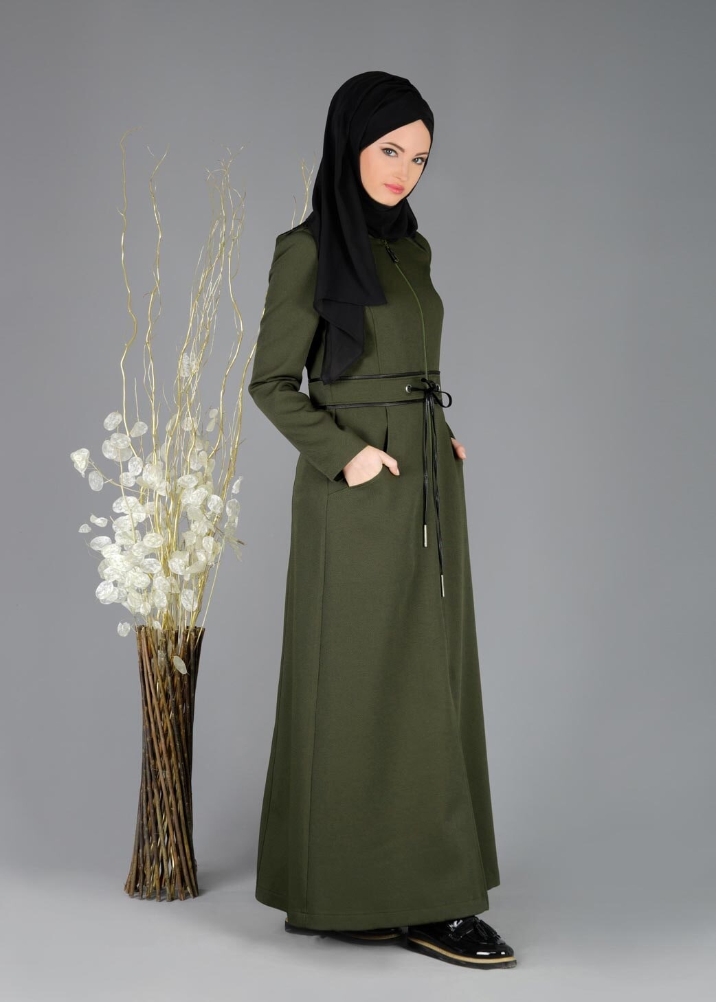 Tesettür giyim YEŞİL 1923-1 PARDESÜ