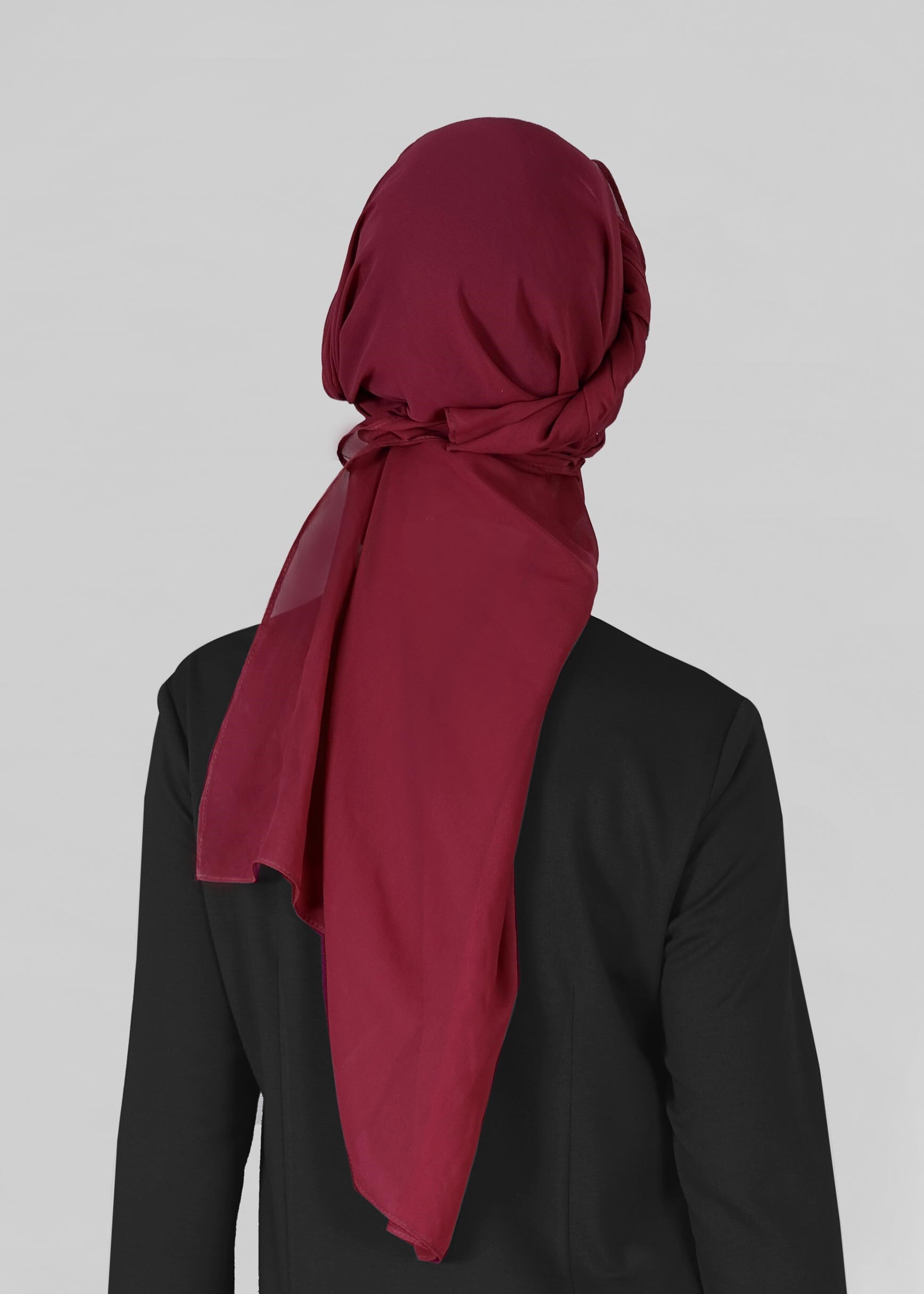 Tesettür giyim BORDO 9827 ALVİNA HAZIR TOPUZLU ŞAL