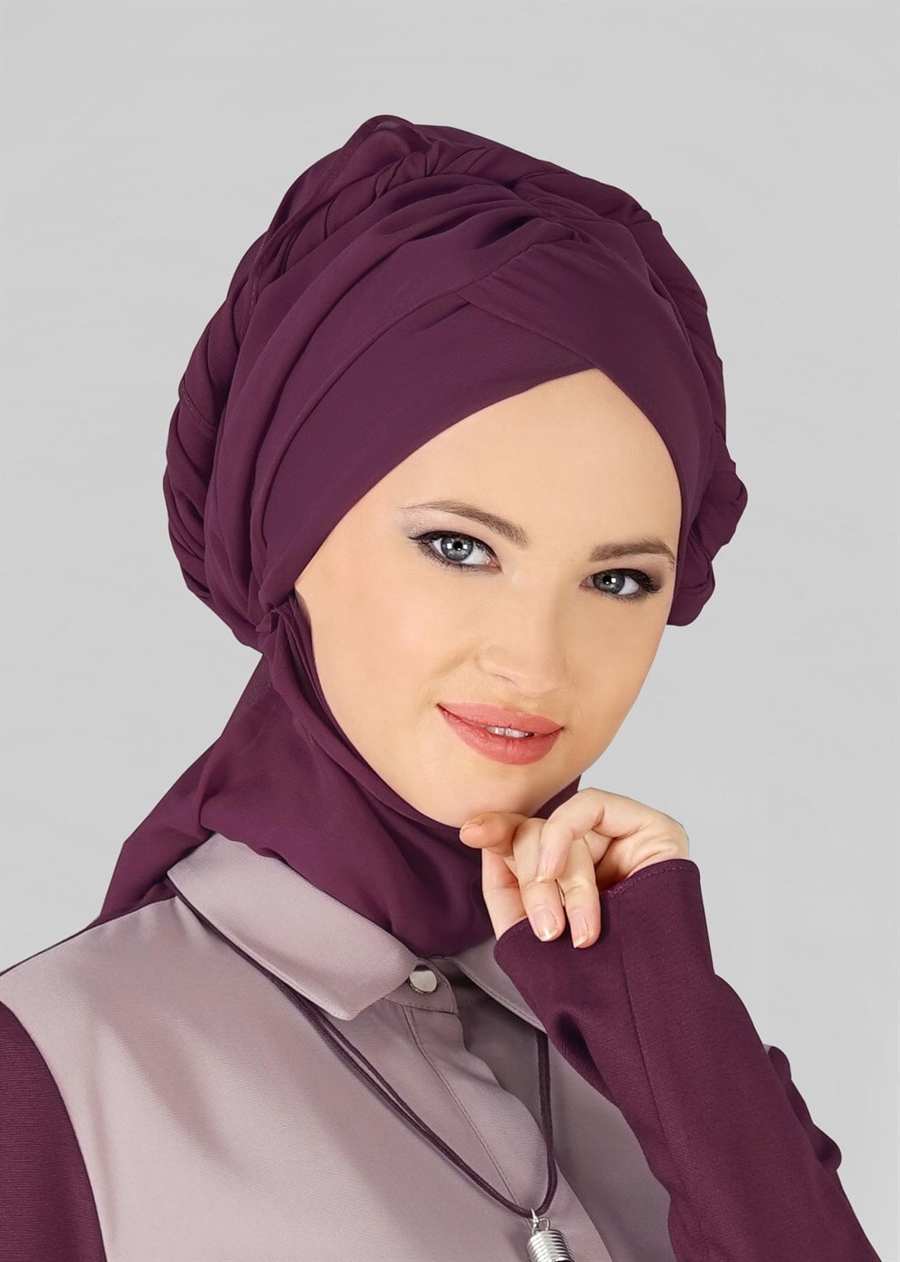 Tesettür giyim MÜRDÜM 9827 ALVİNA HAZIR TOPUZLU ŞAL