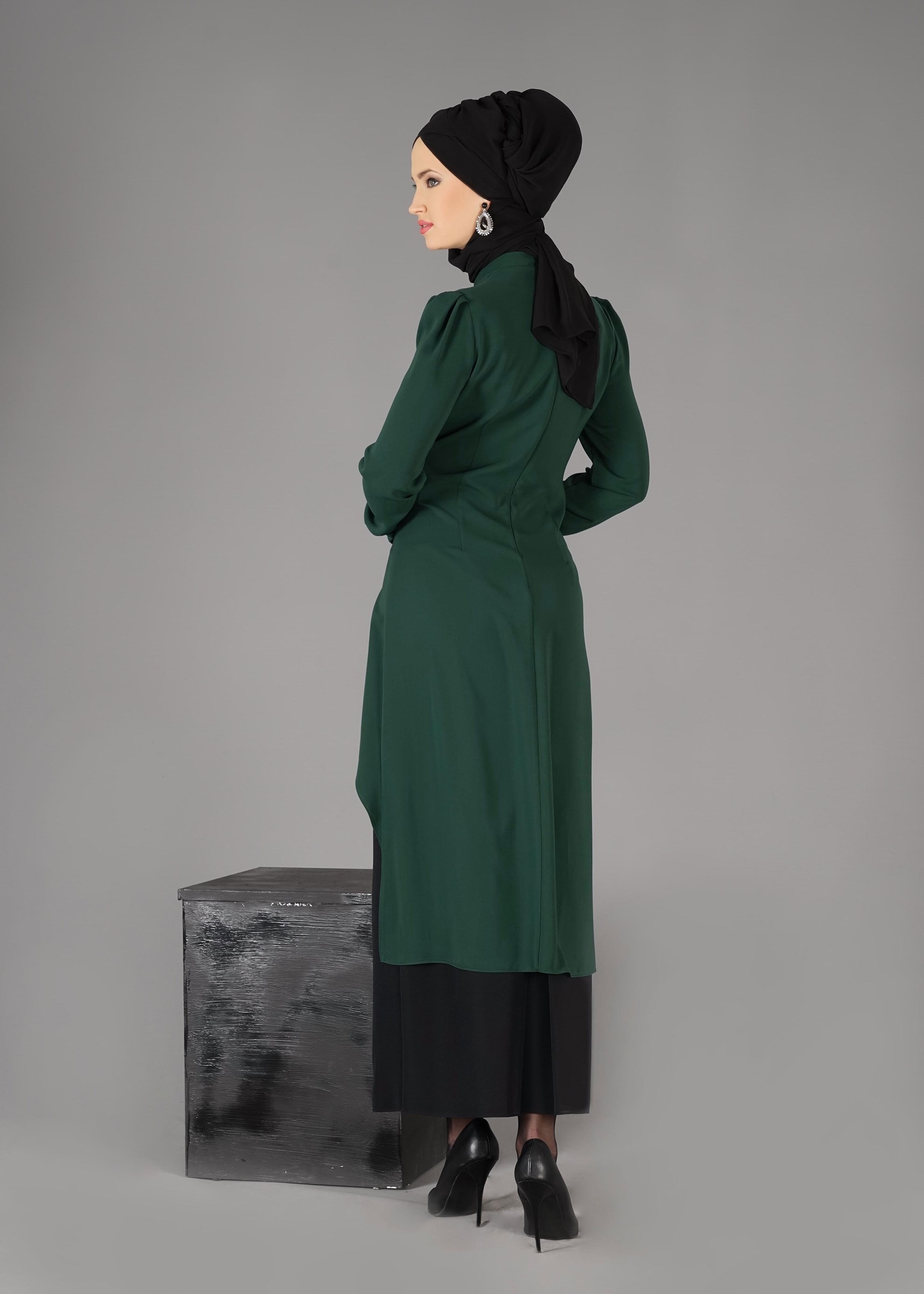 Tesettür giyim YEŞİL 3315E ETEKLİ TAKIM