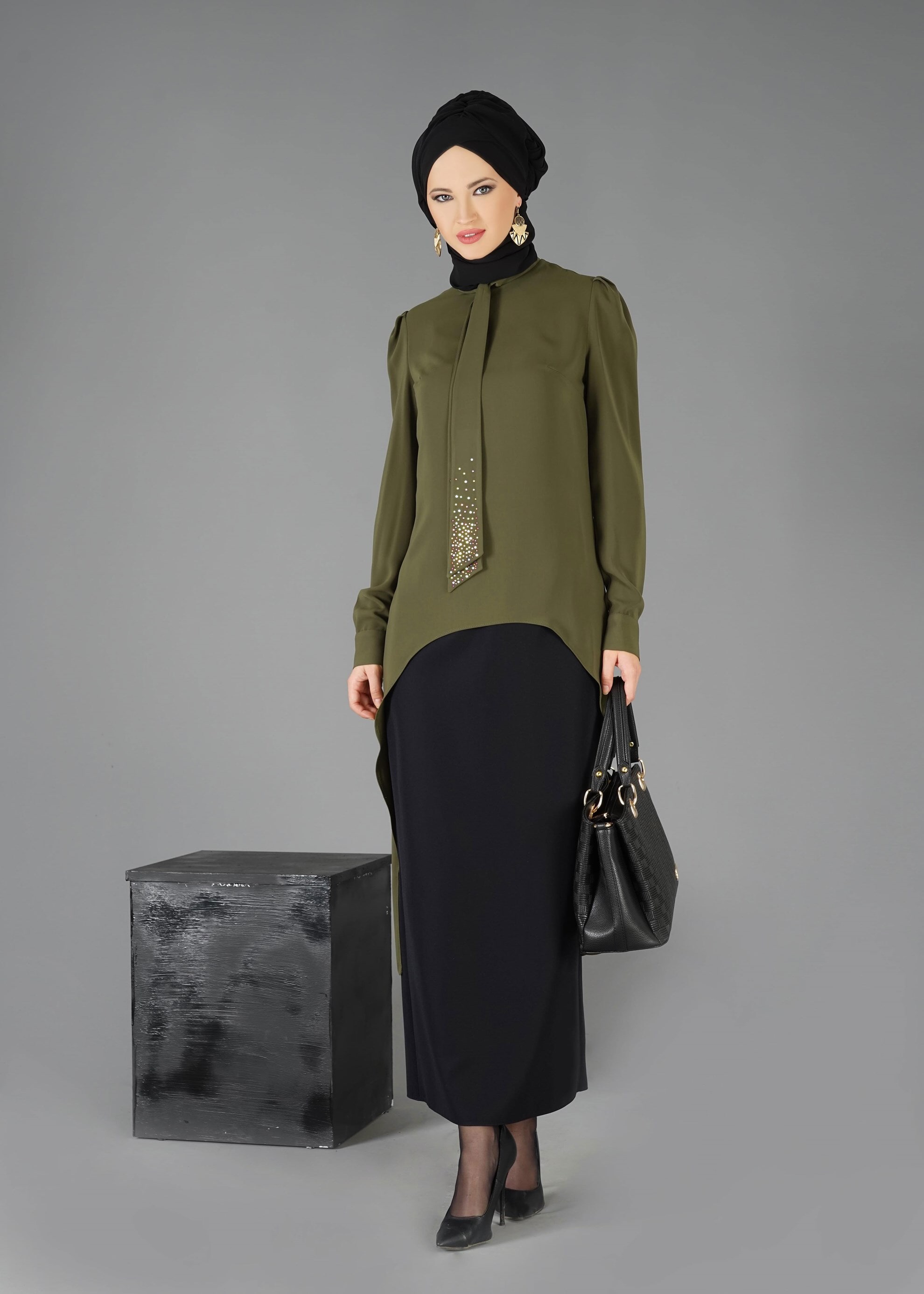 Hijab clothing GREEN CHIFFON SKIRT SUIT 3315E