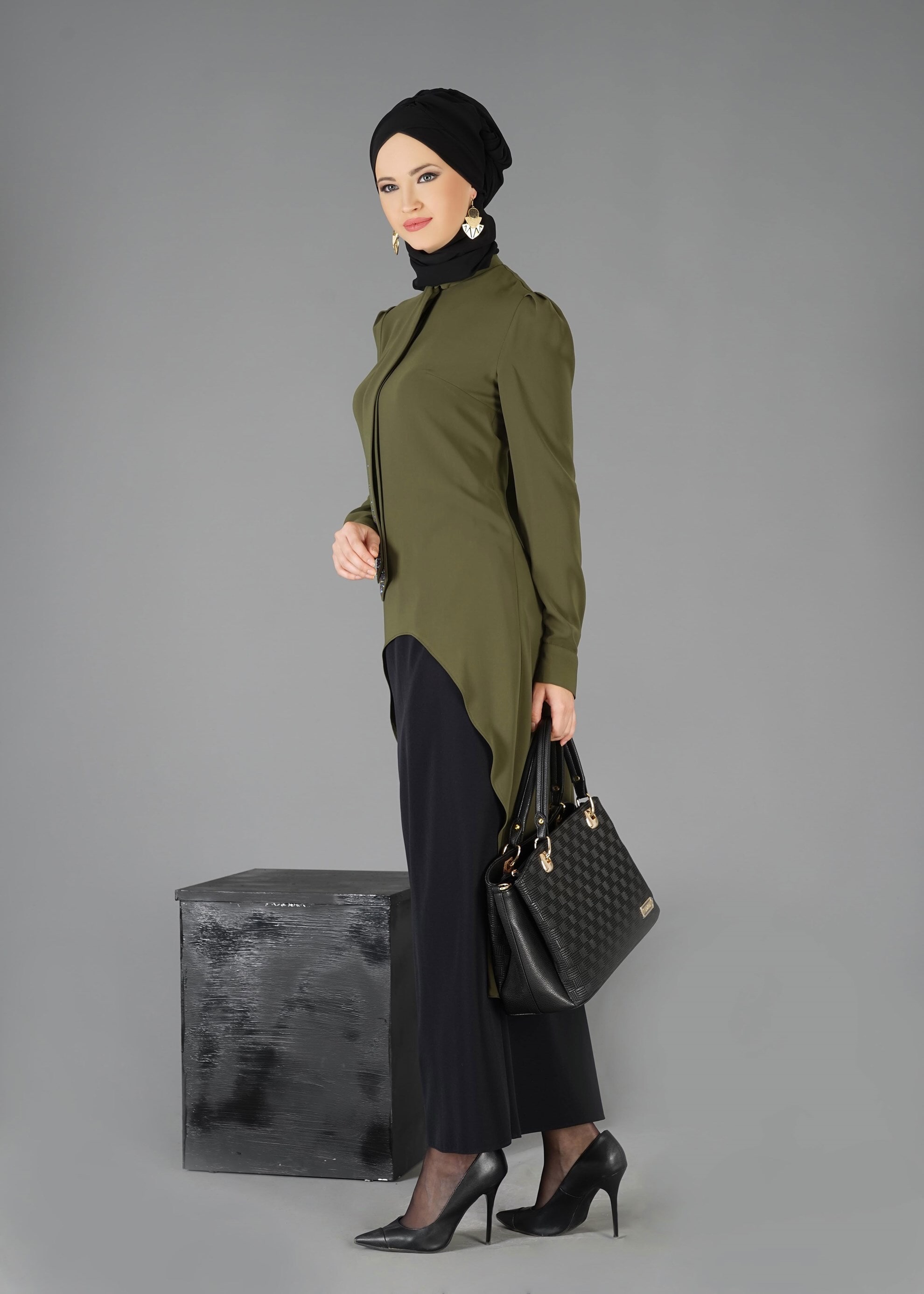 Hijab clothing GREEN CHIFFON SKIRT SUIT 3315E