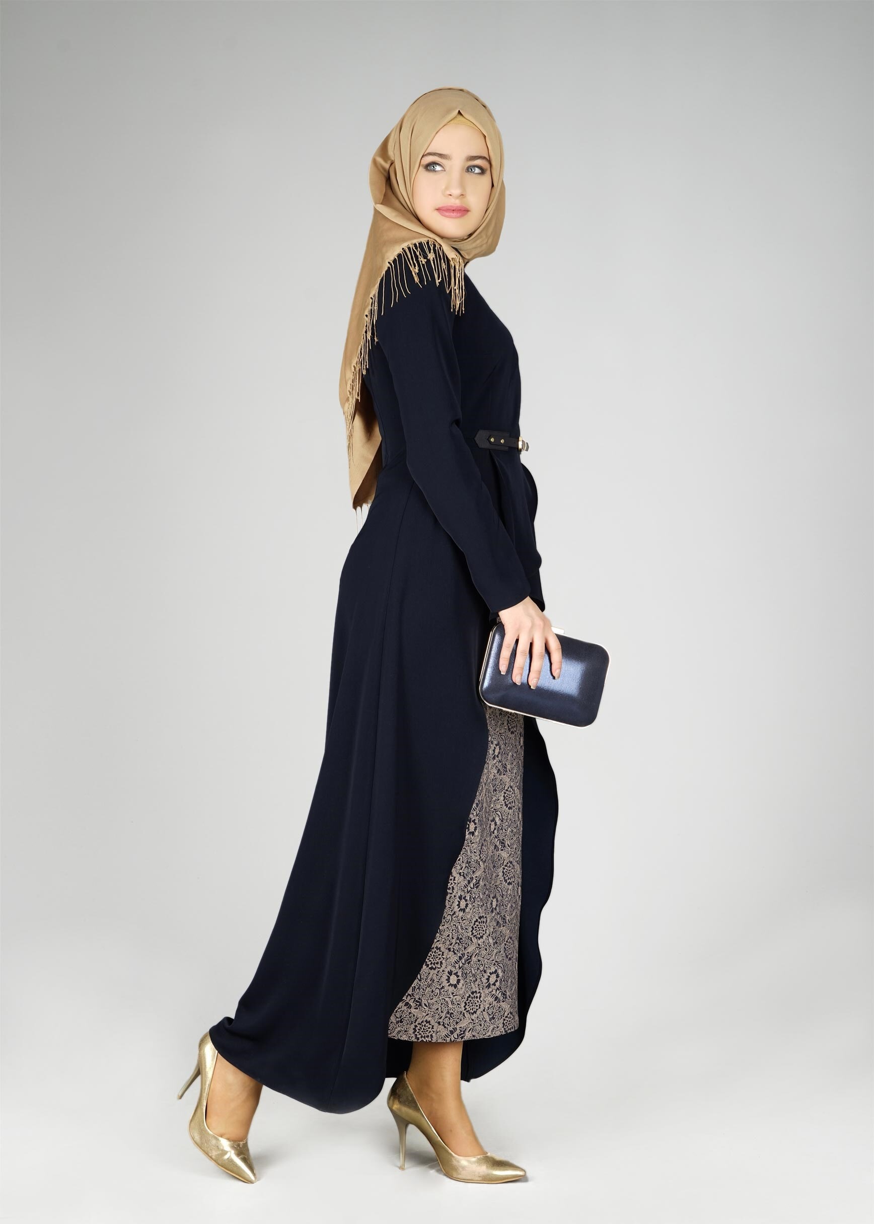 Tesettür giyim LACİVERT 3317E ETEKLİ TAKIM