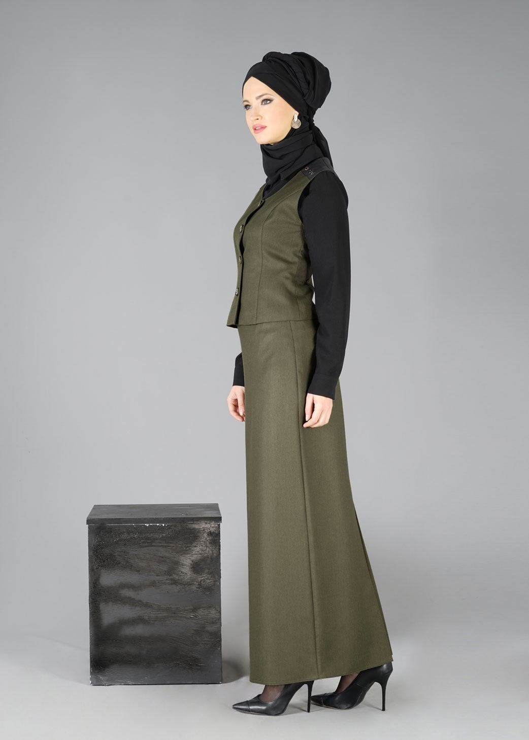 Tesettür giyim HAKİ 3329E TAKIM