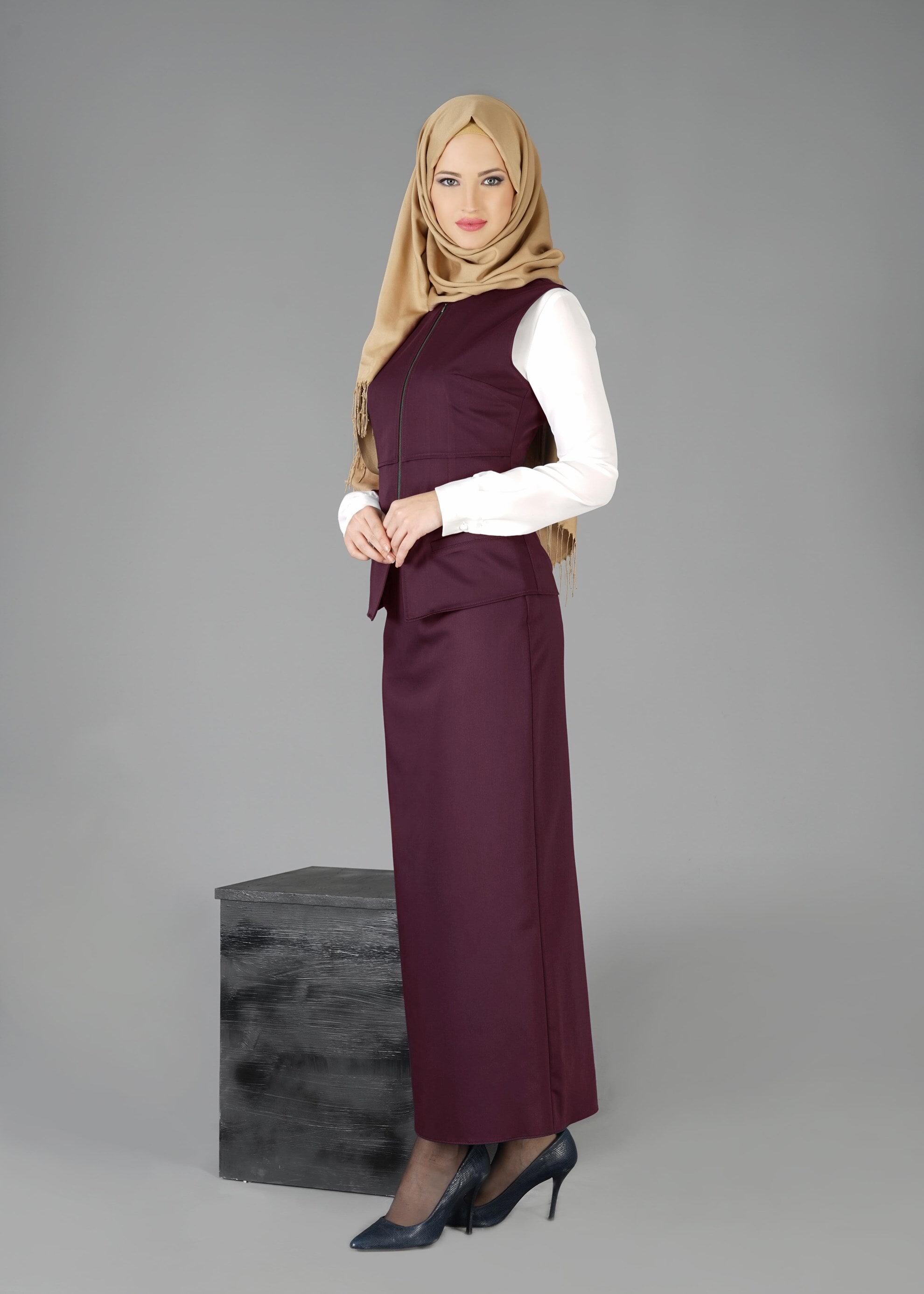 Tesettür giyim MOR 4759 ETEKLİ TAKIM