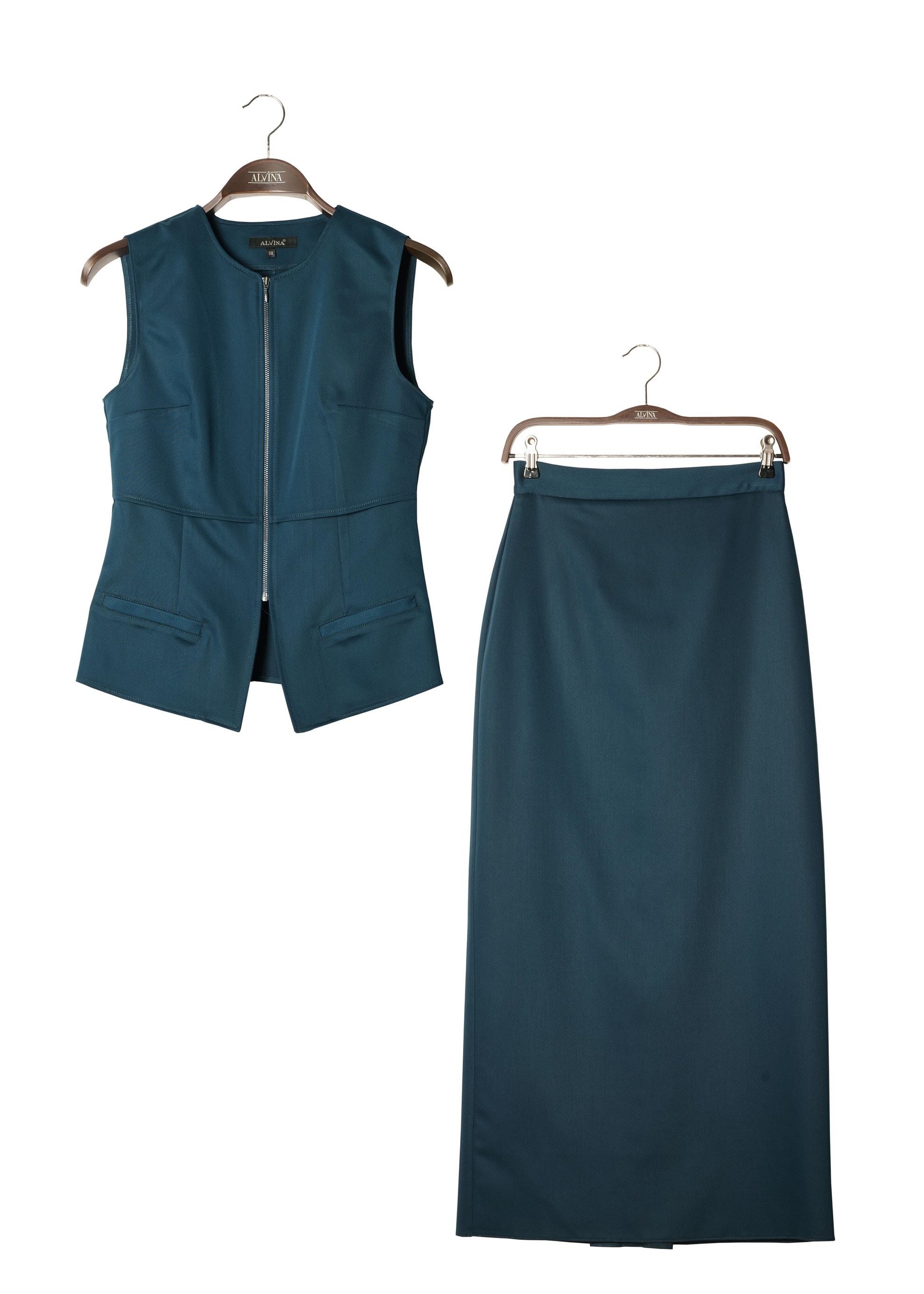 Tesettür giyim MAVİ 4759 ETEKLİ TAKIM