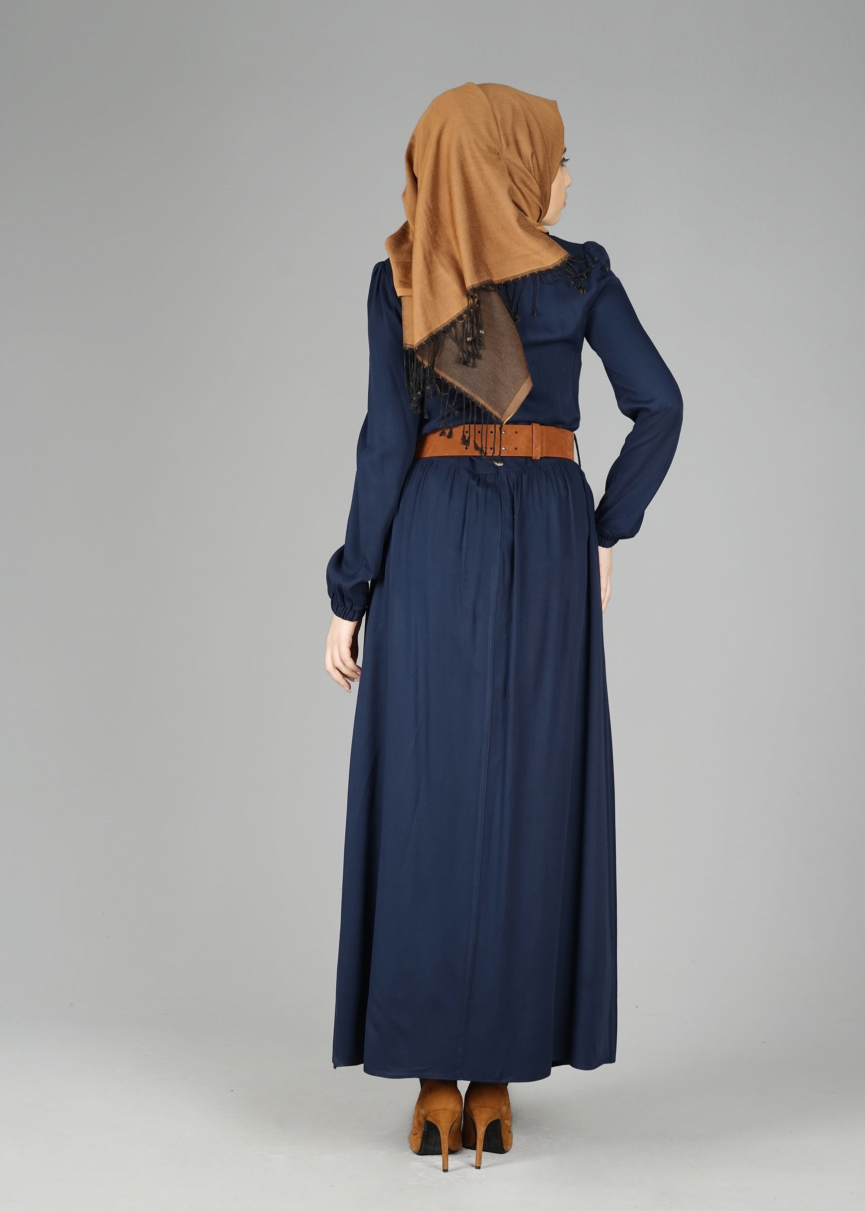 Hijab clothing NAVY BLUE BELTED SKIRT SUIT 4836
