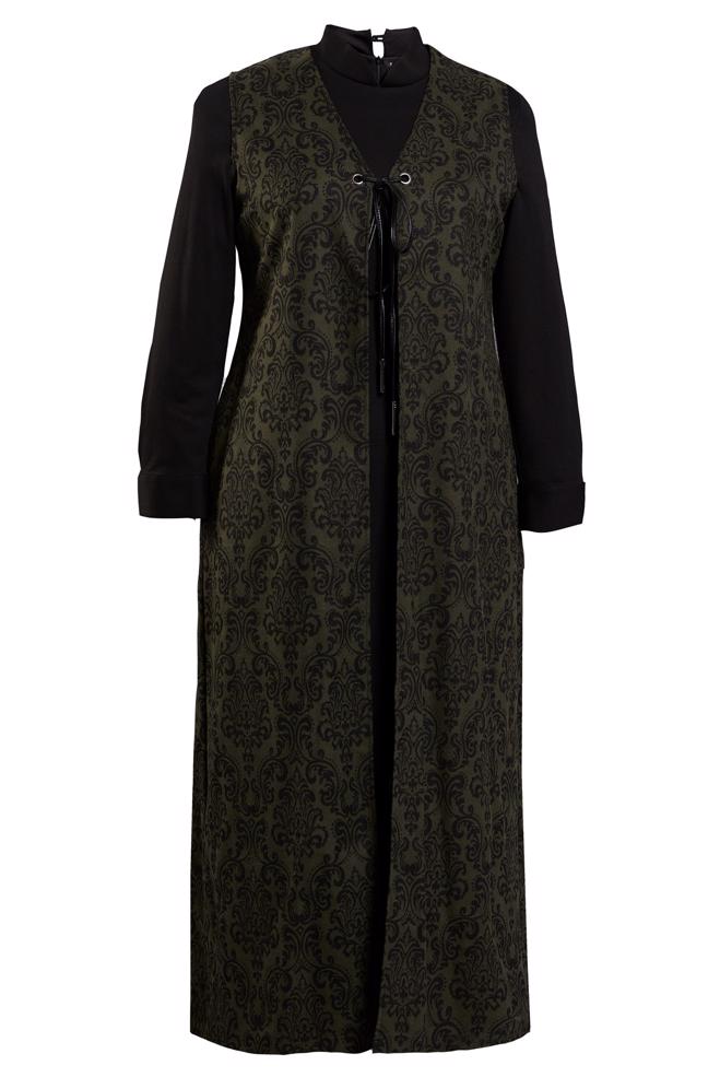 Hijab clothing KHAKI PATTERNED DRESS SUIT 3322 - ALVİNA