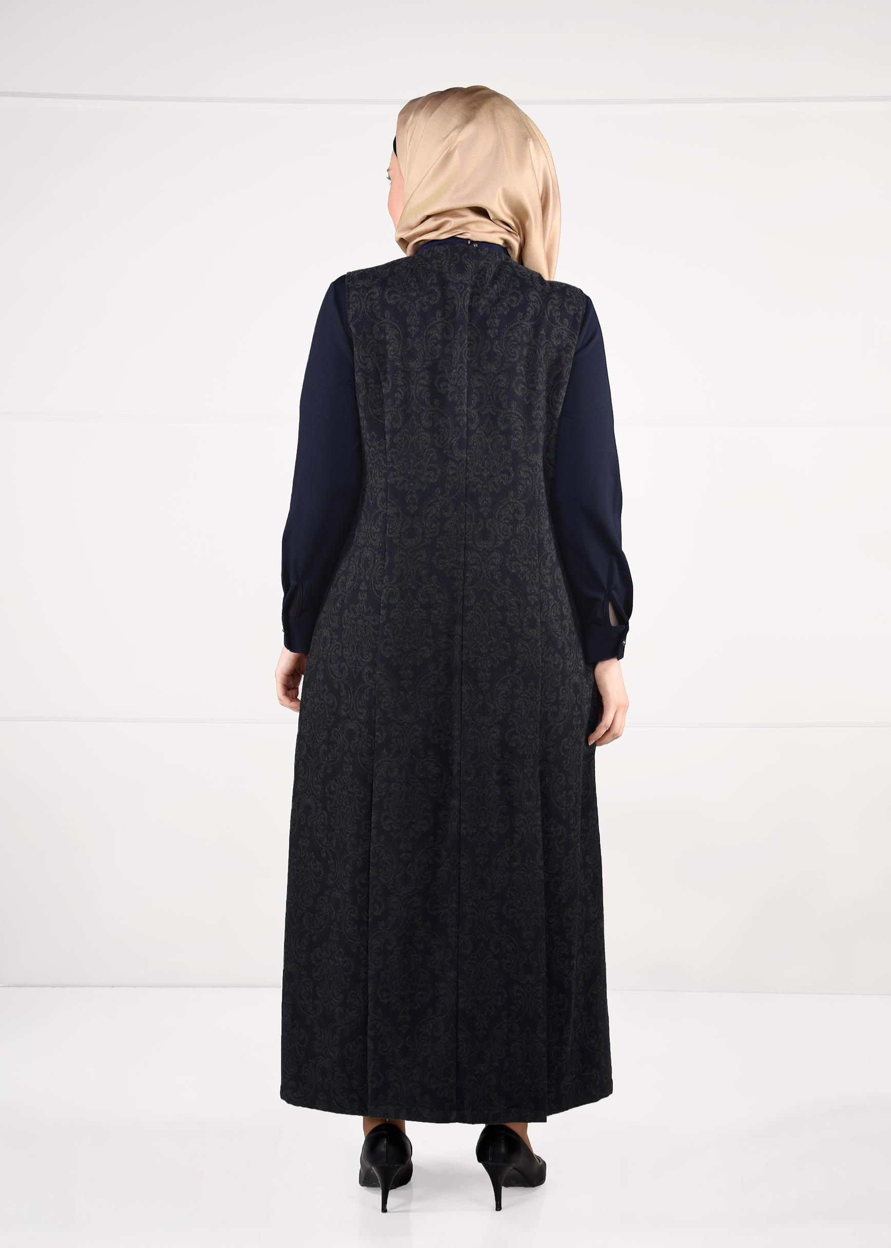 Hijab clothing NAVY BLUE PATTERNED DRESS SUIT 3322