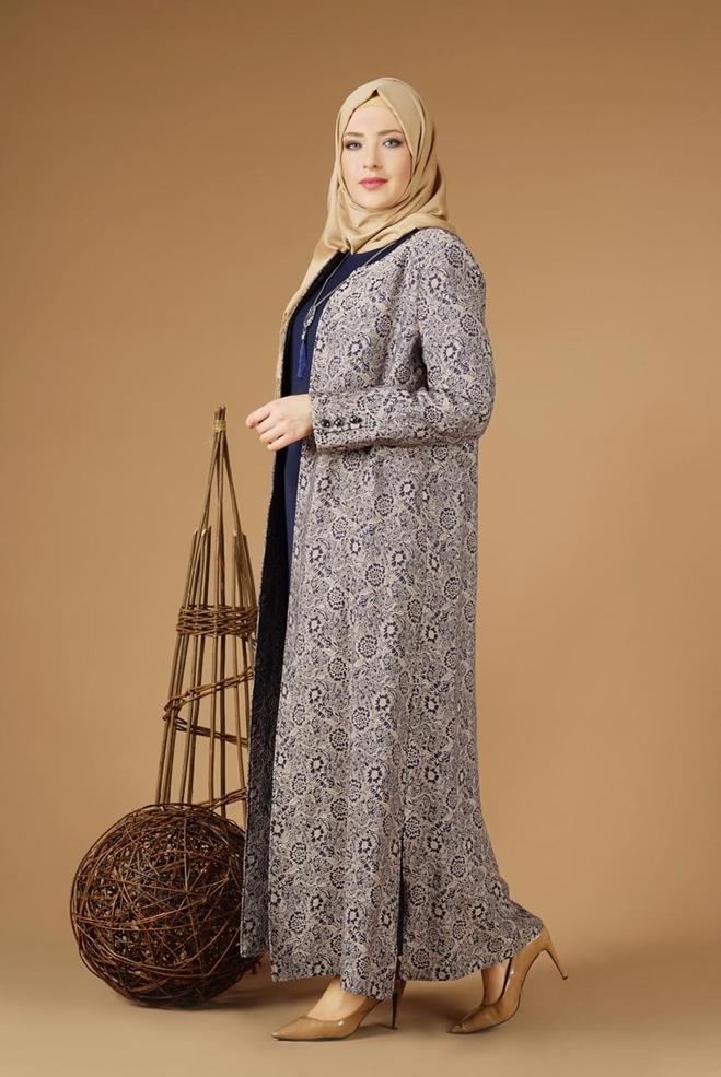 Hijab clothing NAVY BLUE 3331 Yakut 7550 2′li Elbiseli Tesettür Takım 42/48 - ALVİNA