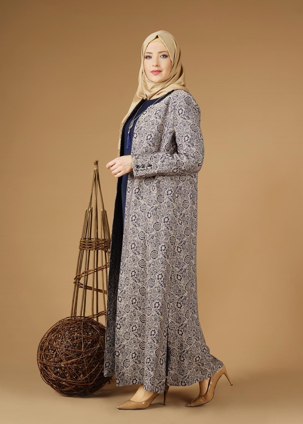 Hijab clothing NAVY BLUE 3331 Yakut 7550 2′li Elbiseli Tesettür Takım 42/48