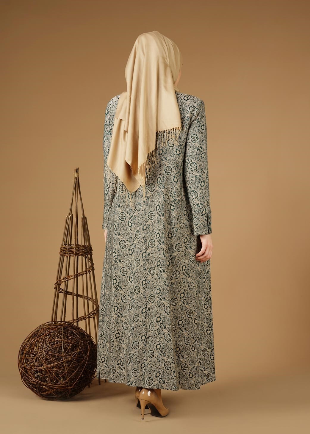 Hijab clothing GREEN 3331 Yakut 7550 2′li Elbiseli Tesettür Takım 42/48