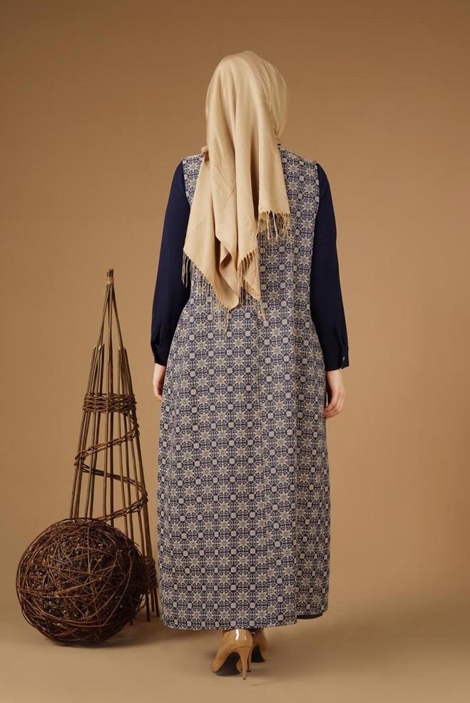 Hijab clothing NAVY BLUE 3332 Yakut 5072 2′li Elbiseli Tesettür Takım 38/50 TEK40 - ALVİNA