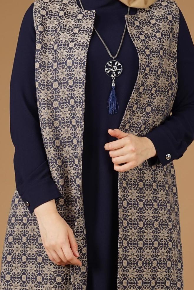 Hijab clothing NAVY BLUE 3332 Yakut 5072 2′li Elbiseli Tesettür Takım 38/50 TEK40 - ALVİNA