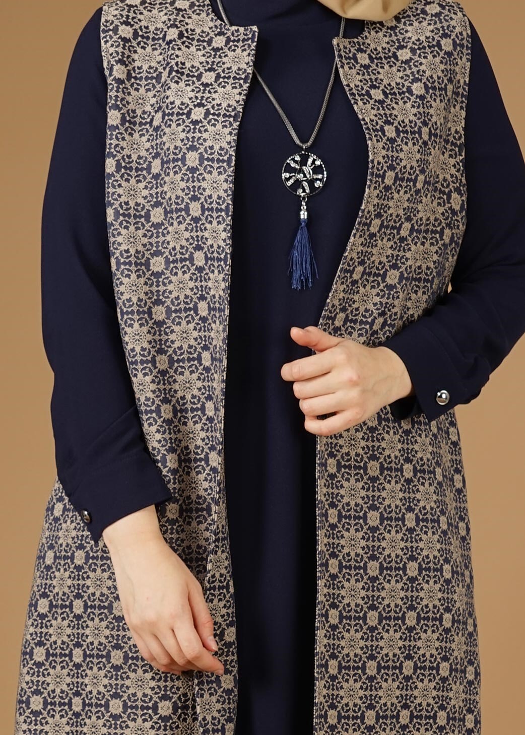 Hijab clothing NAVY BLUE 3332 Yakut 5072 2′li Elbiseli Tesettür Takım 38/50 TEK40