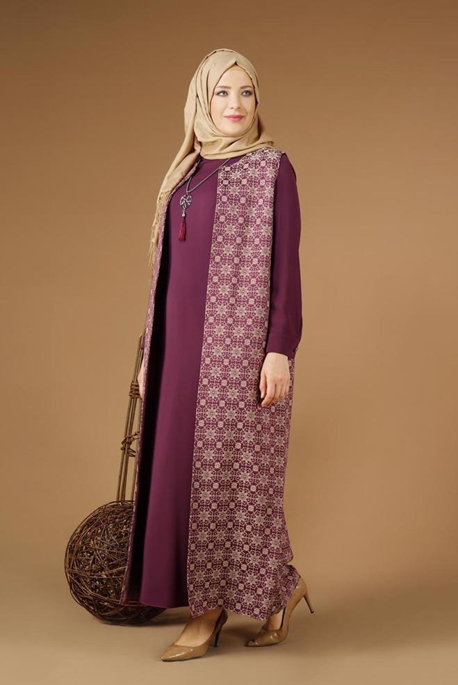 Hijab clothing DAMSON 3332 Yakut 5072 2′li Elbiseli Tesettür Takım 38/50 TEK40 - ALVİNA