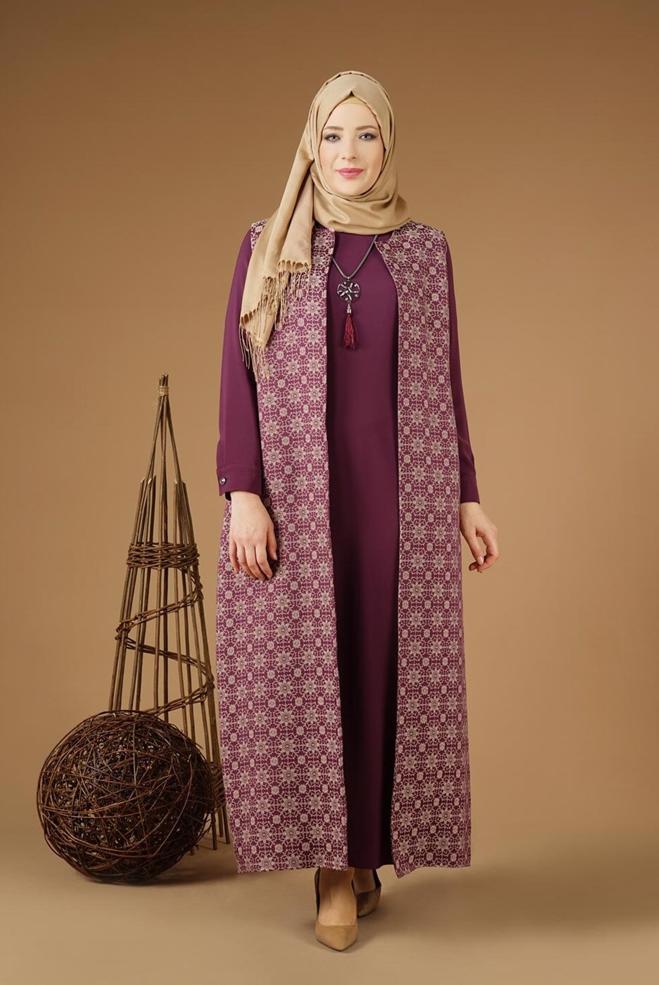 Hijab clothing DAMSON 3332 Yakut 5072 2′li Elbiseli Tesettür Takım 38/50 TEK40 - ALVİNA