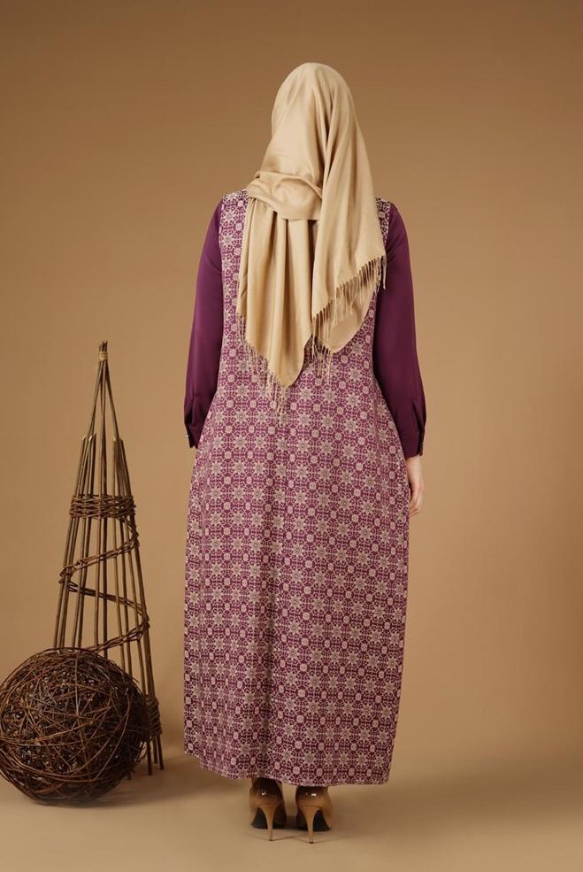 Hijab clothing DAMSON 3332 Yakut 5072 2′li Elbiseli Tesettür Takım 38/50 TEK40 - ALVİNA