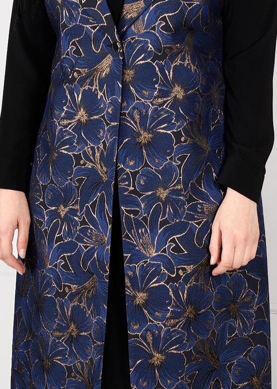 Hijab clothing NAVY BLUE PATTERNED DRESS SUIT 3343