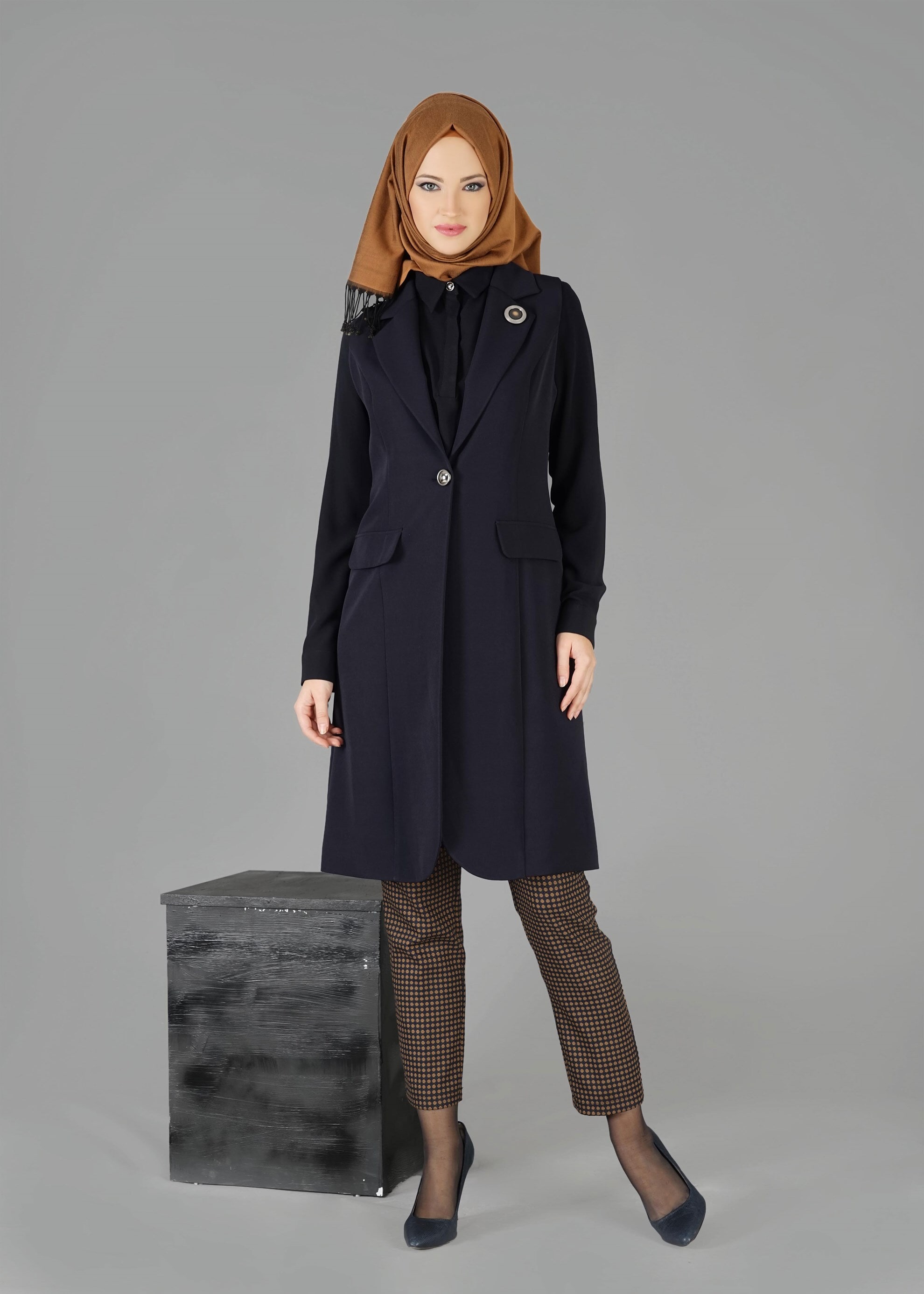 Tesettür giyim LACİVERT 3301P 3LÜ TAKIM