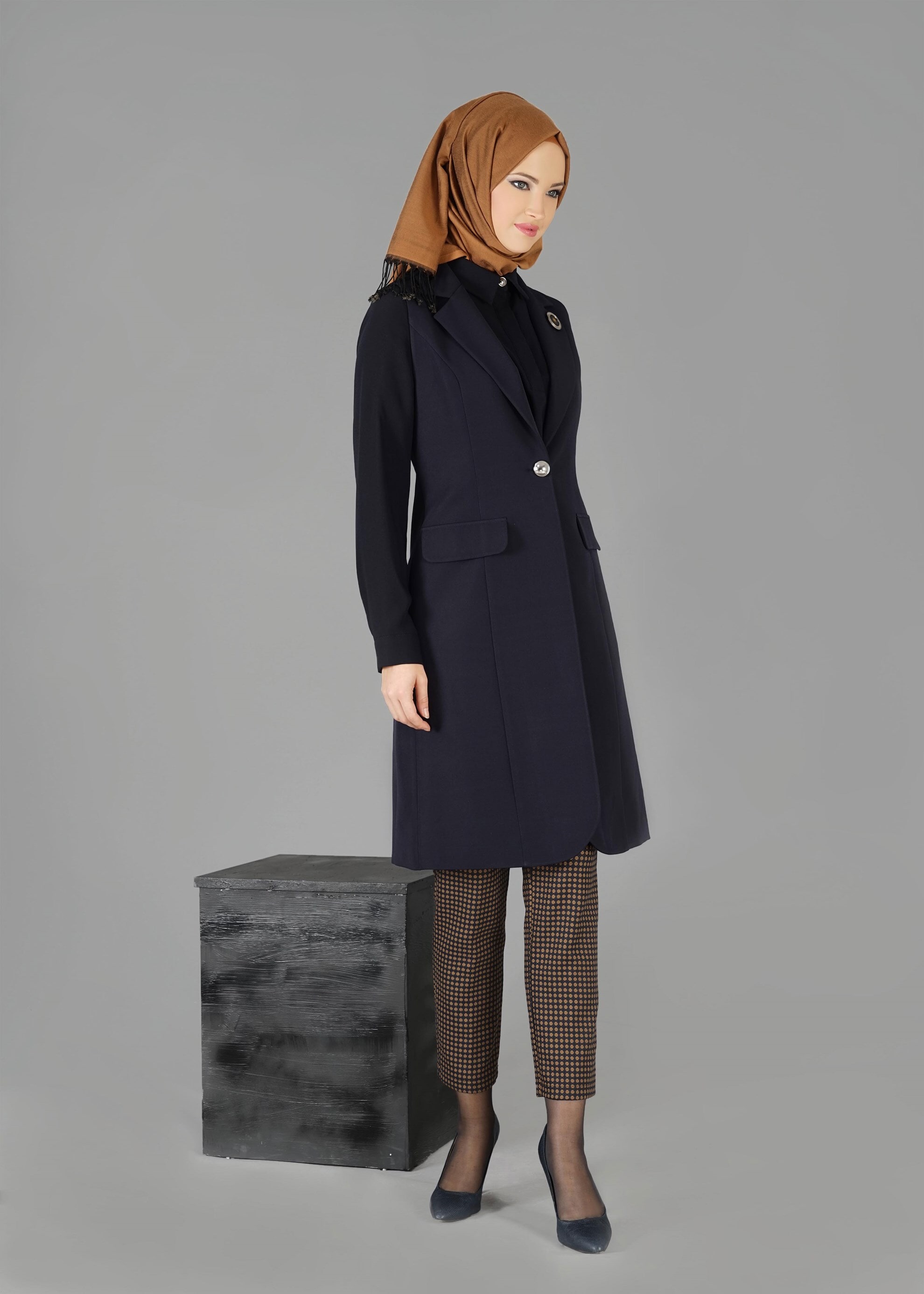 Tesettür giyim LACİVERT 3301P 3LÜ TAKIM