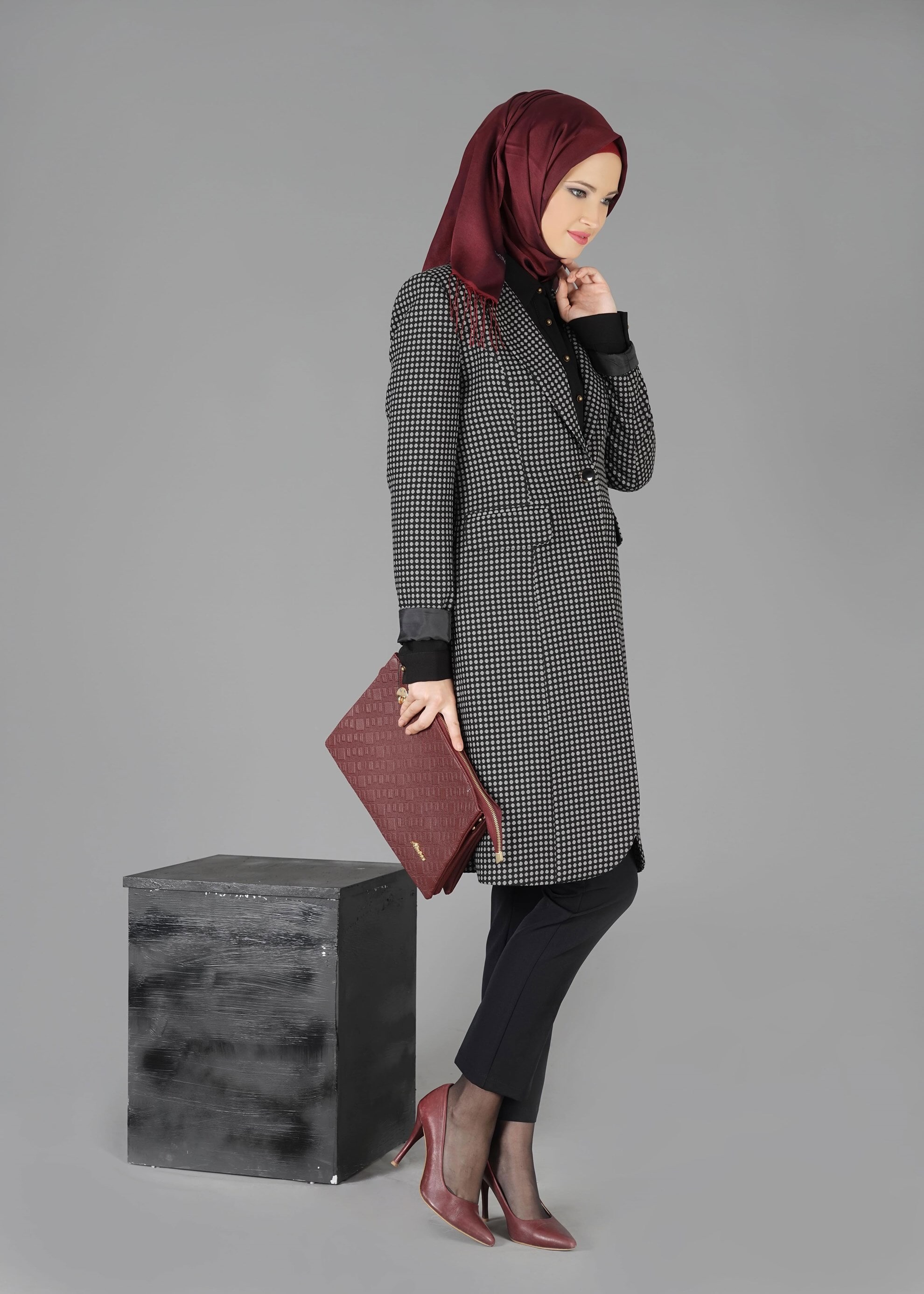 Tesettür giyim GRİ 3302P 3LÜ TAKIM