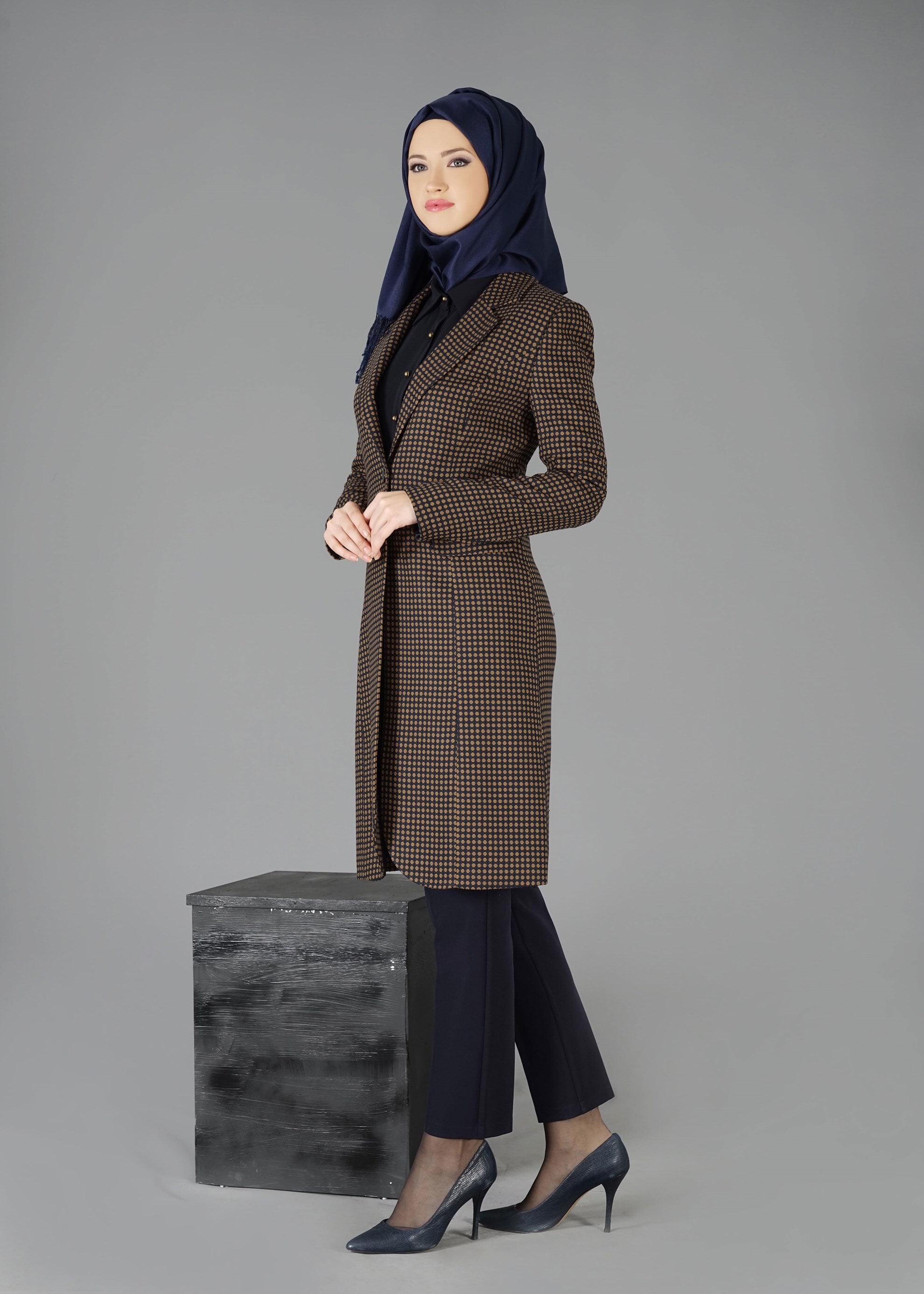 Tesettür giyim KAHVE 3302P 3LÜ TAKIM