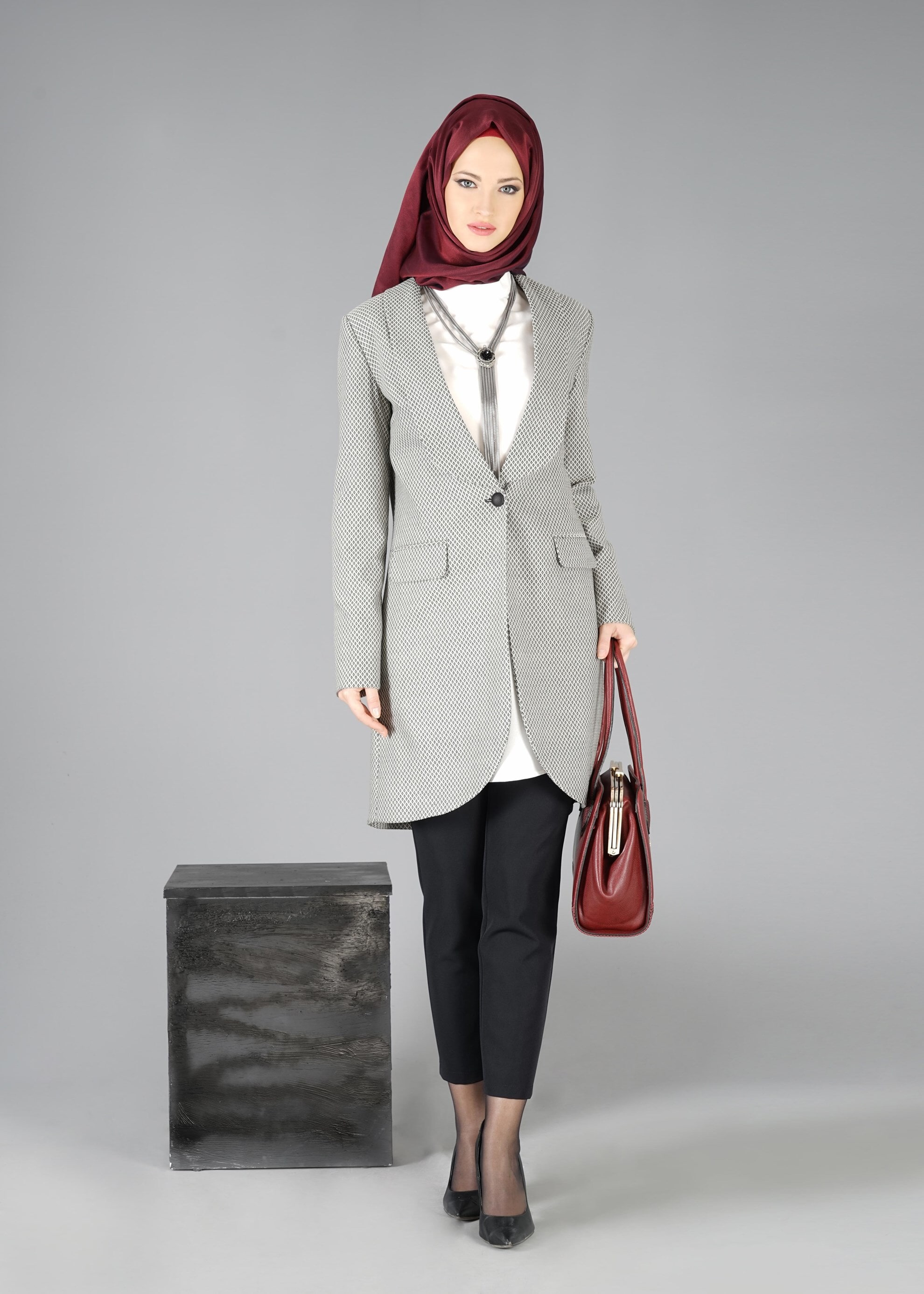 Tesettür giyim SİYAH 3303P 3LÜ TAKIM