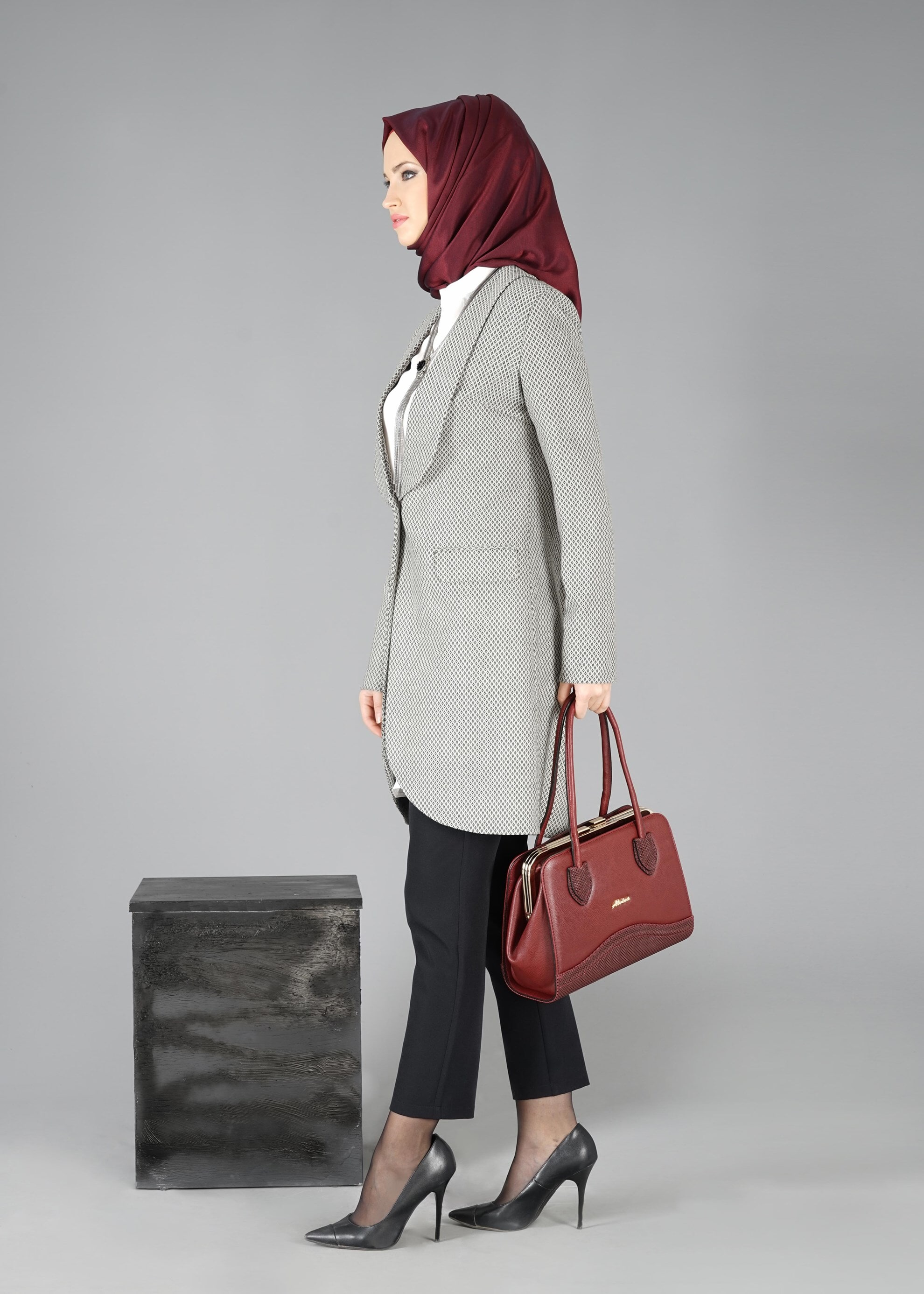 Tesettür giyim SİYAH 3303P 3LÜ TAKIM