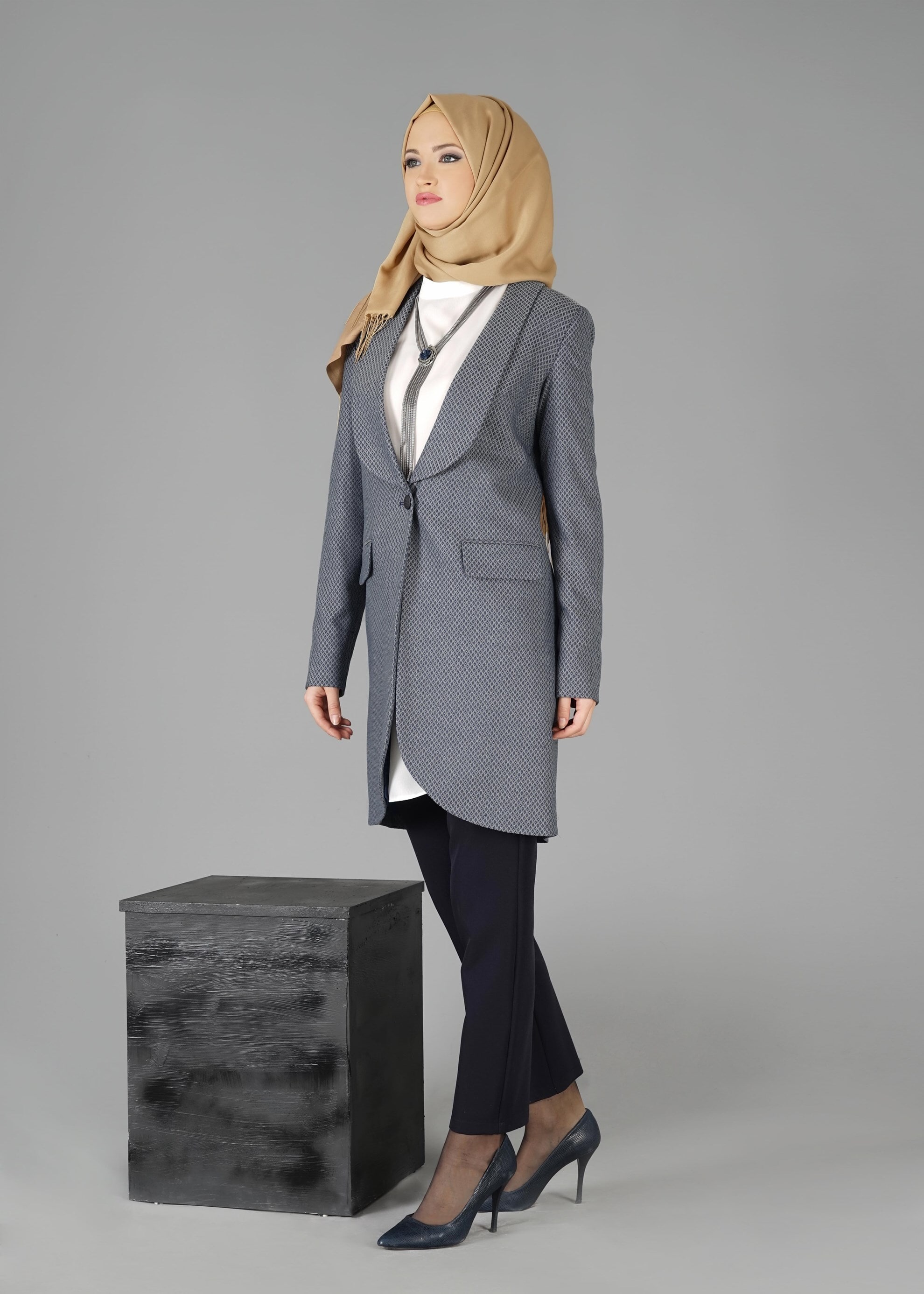 Tesettür giyim LACİVERT 3303P 3LÜ TAKIM