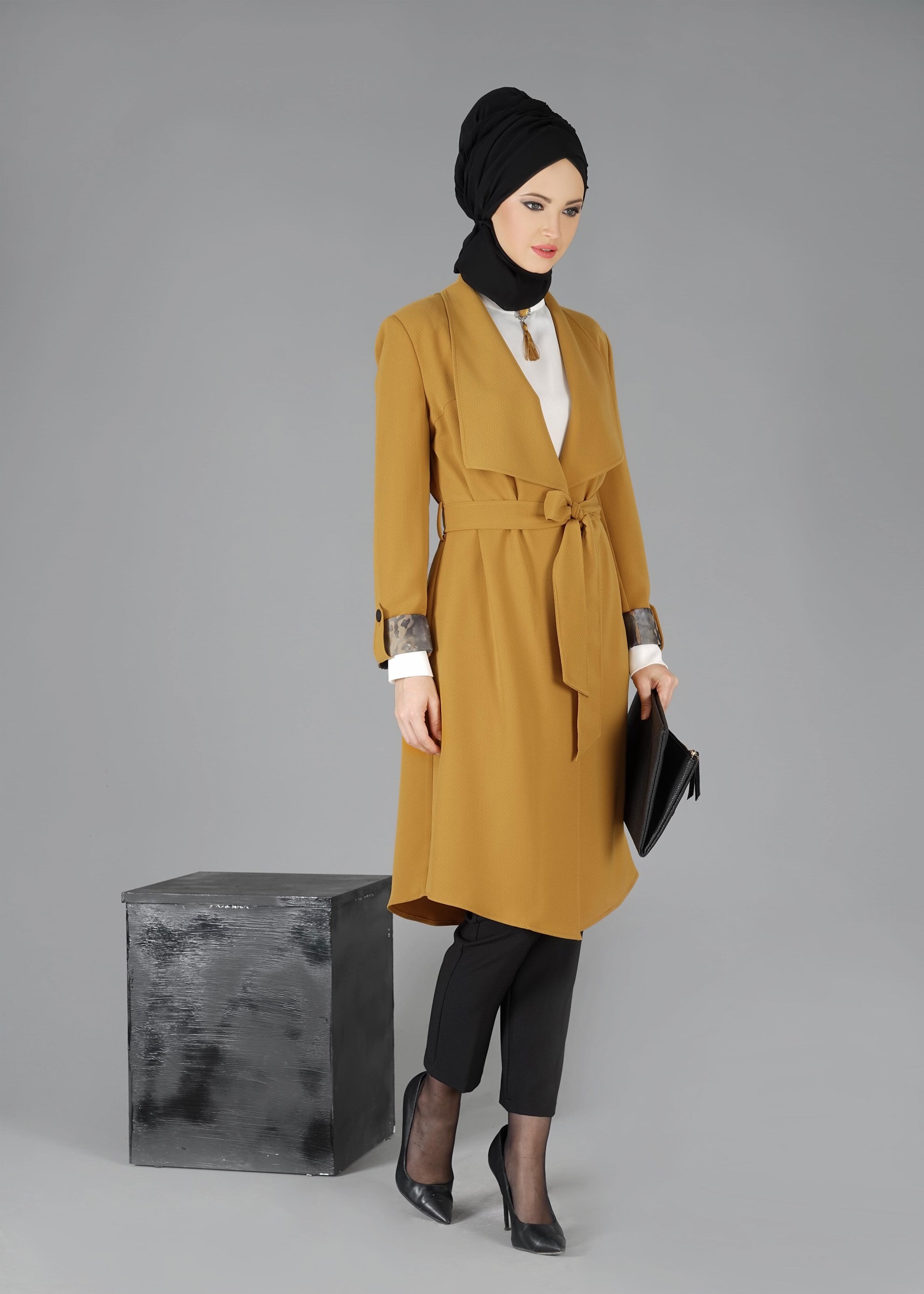 Tesettür giyim SARI 3305P 3&prime;LÜ TAKIM