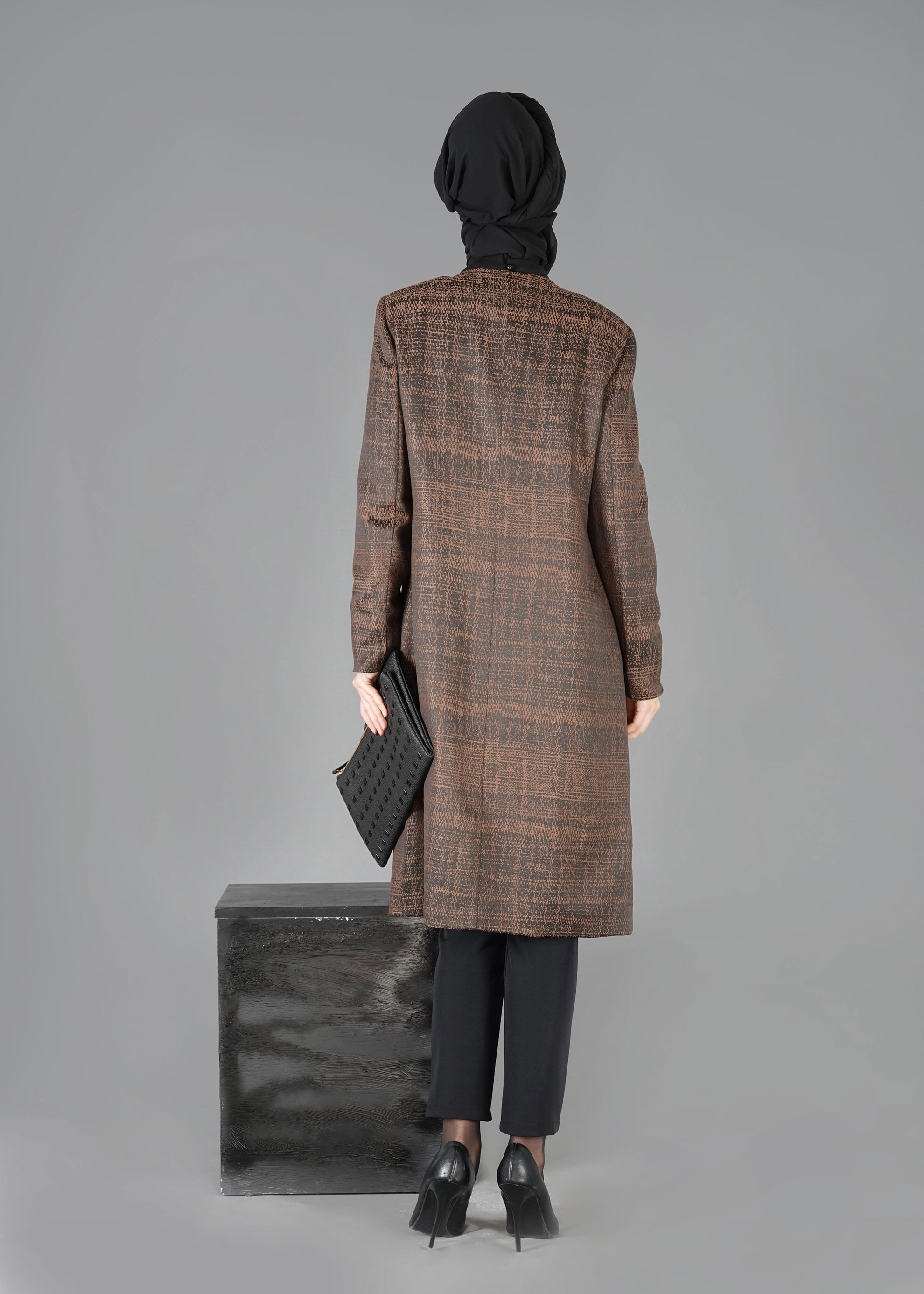 Tesettür giyim KAHVE 3306P 3&prime;LÜ TAKIM