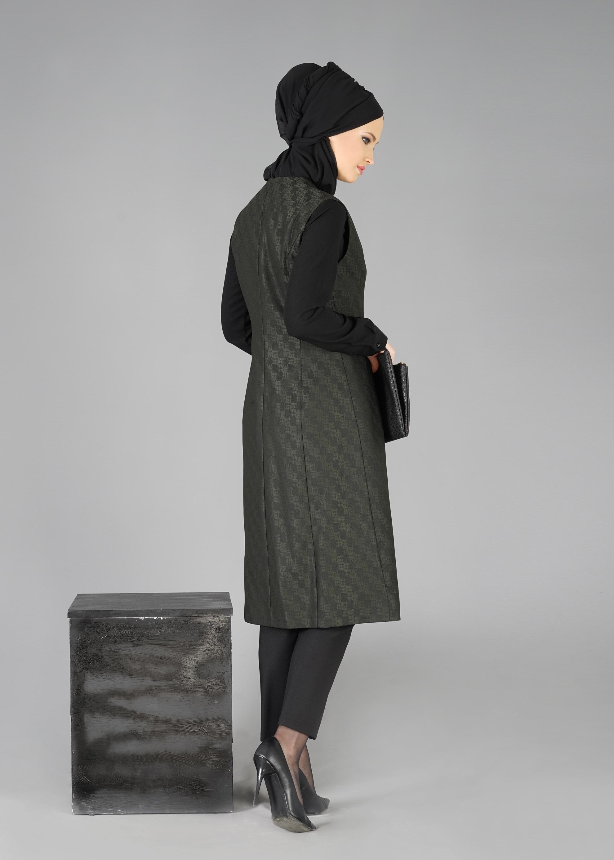 Tesettür giyim HAKİ 3309P 3LÜ TAKIM