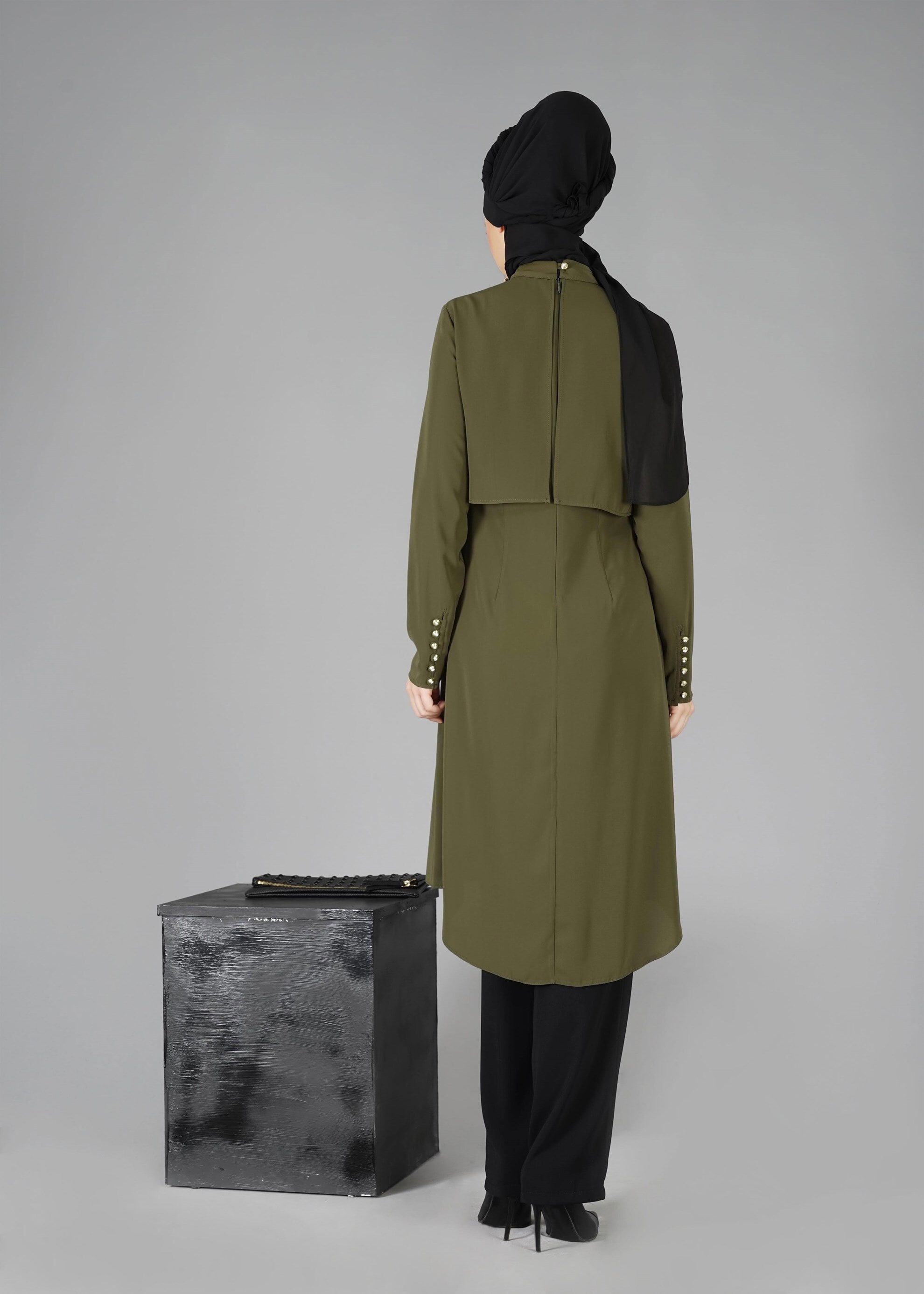 Tesettür giyim HAKİ 3316P TAKIM