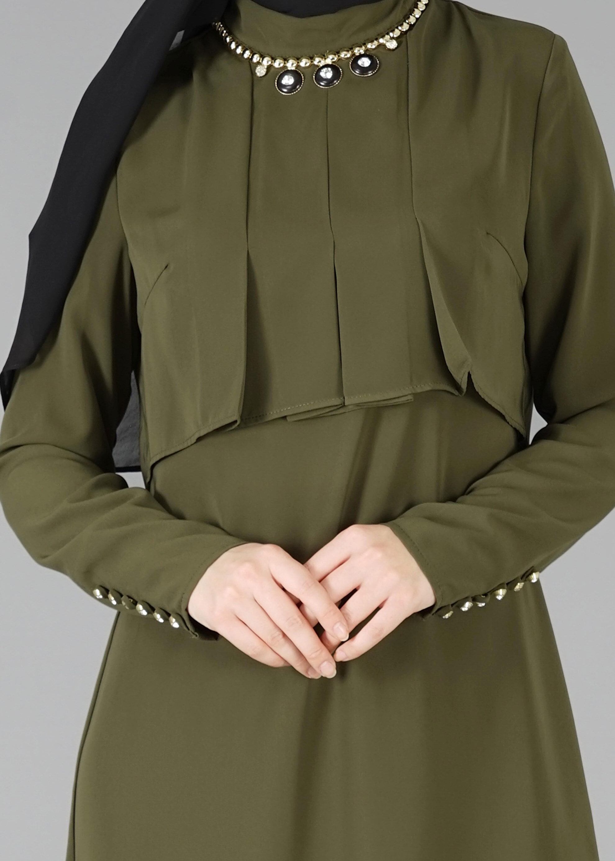 Tesettür giyim HAKİ 3316P TAKIM