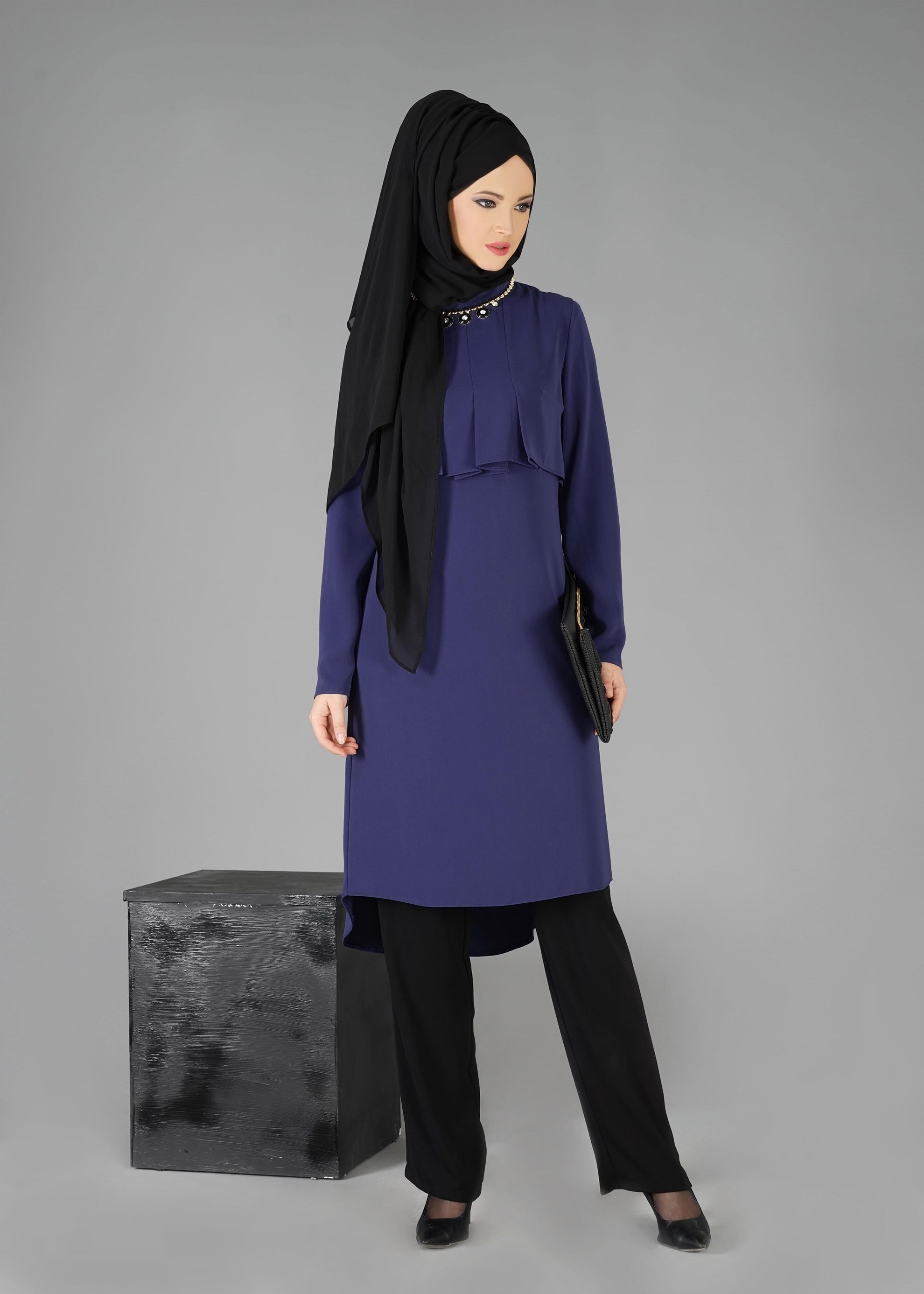 Tesettür giyim LACİVERT 3316P TAKIM