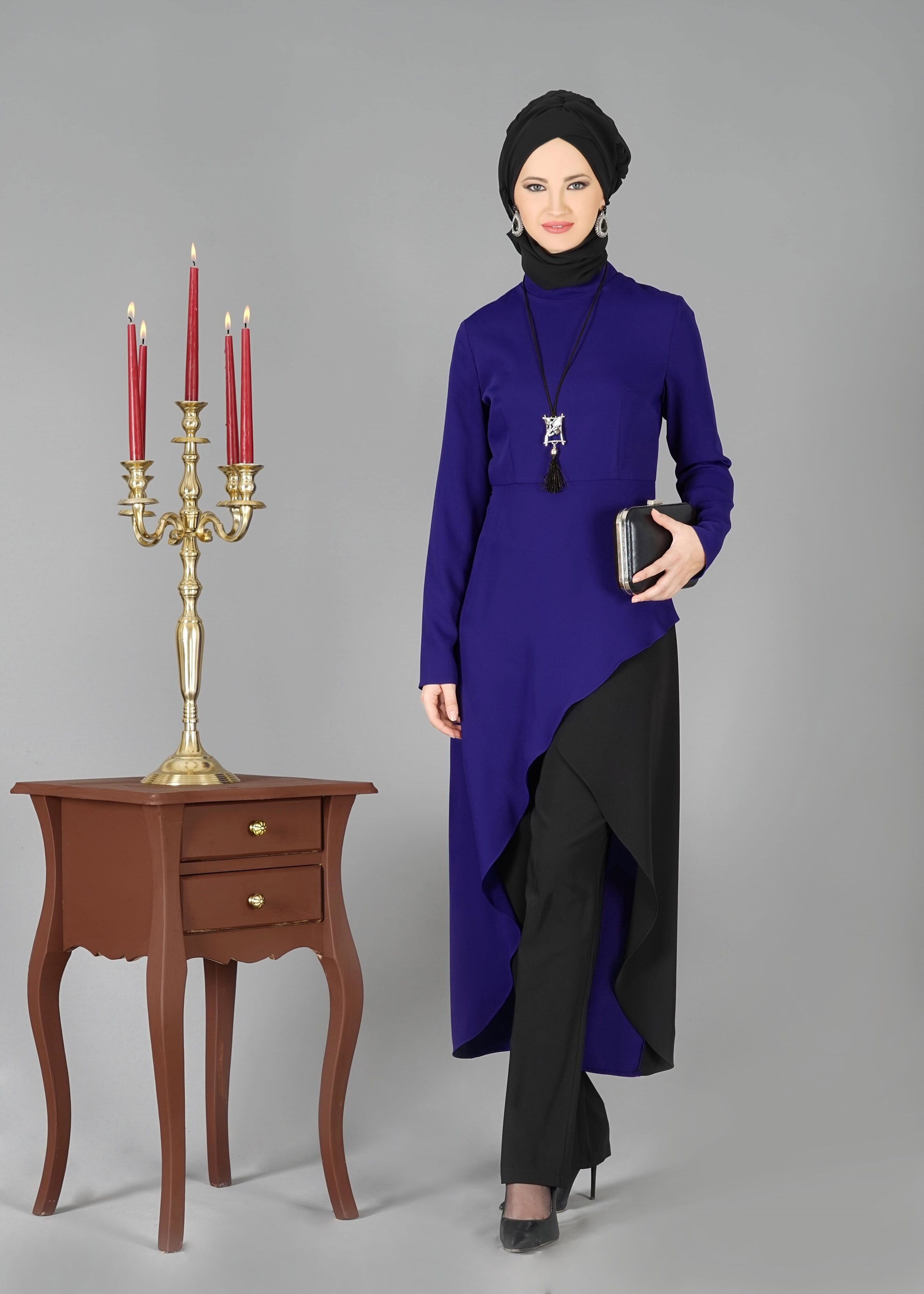 Tesettür giyim MAVİ 3319 TAKIM