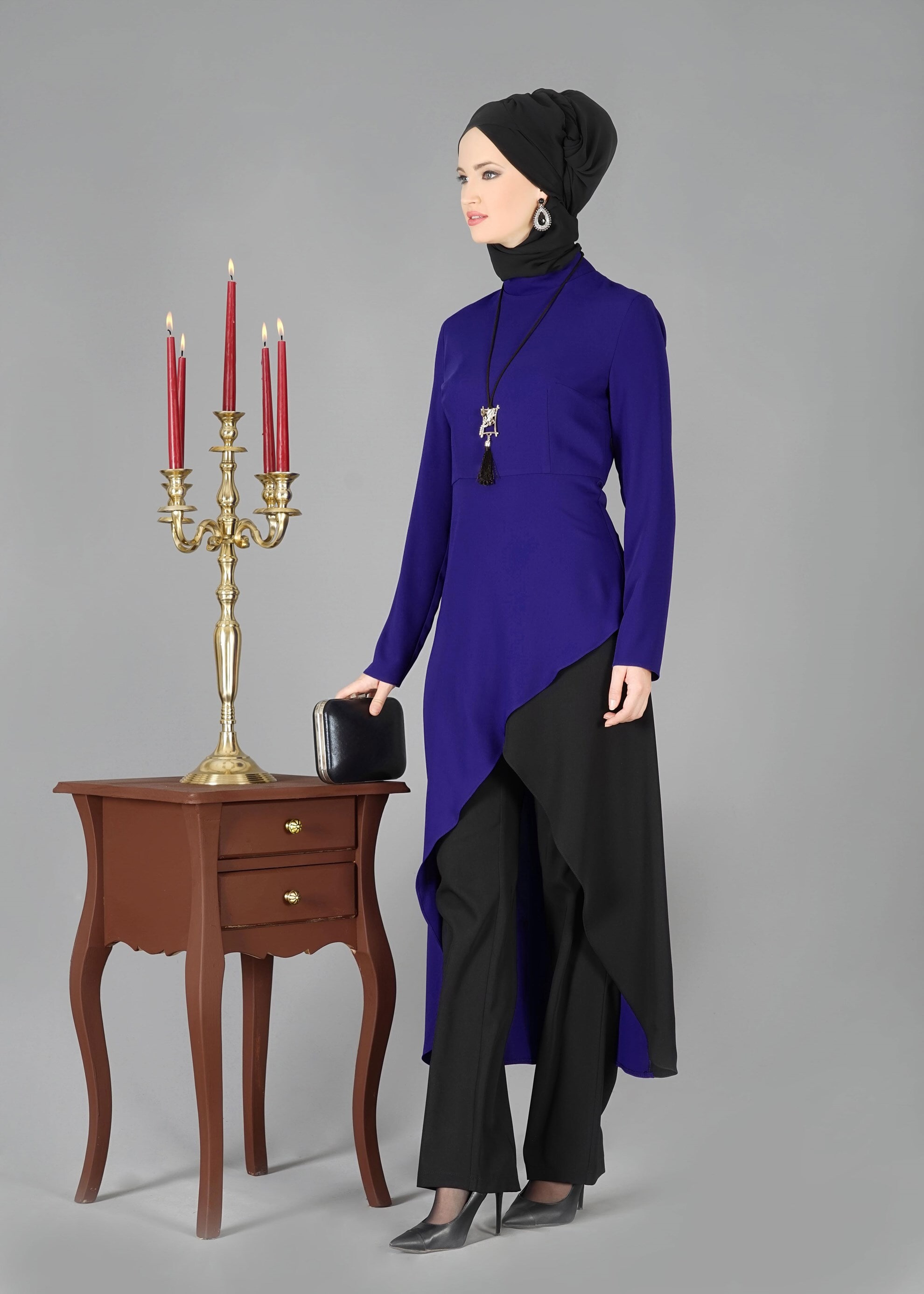 Tesettür giyim MAVİ 3319 TAKIM