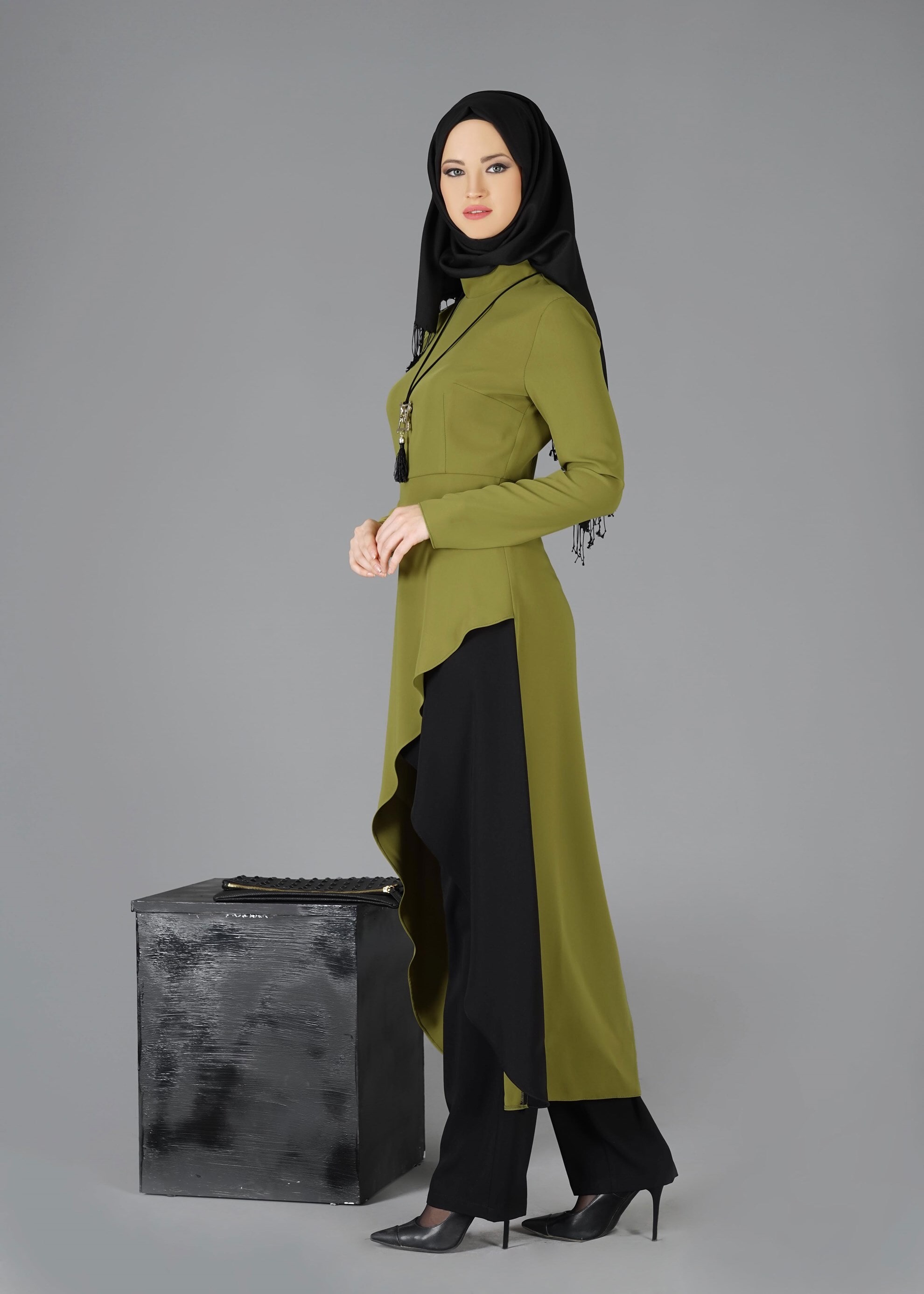 Tesettür giyim YEŞİL 3319 TAKIM