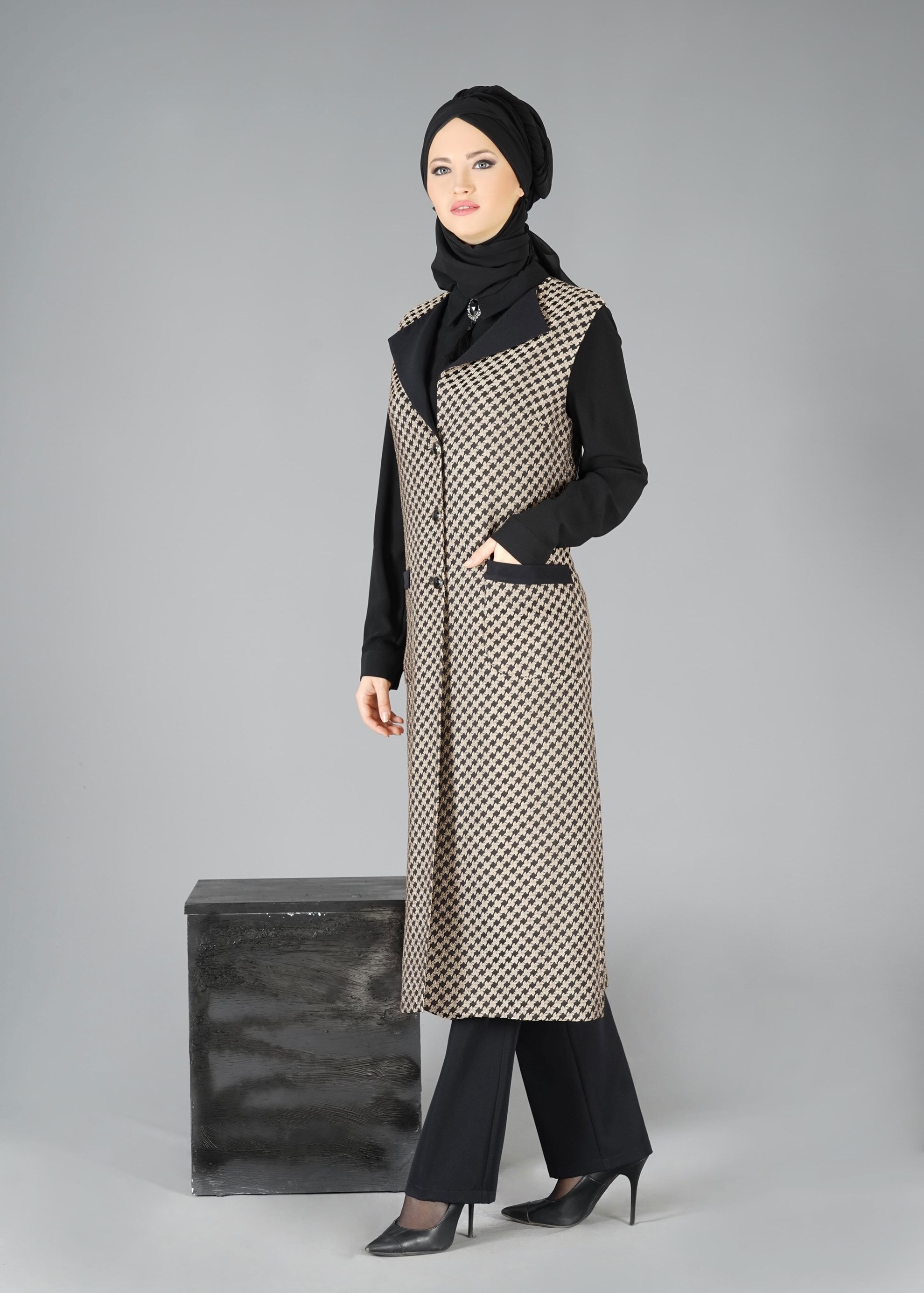 Tesettür giyim SİYAH 3326P TAKIM