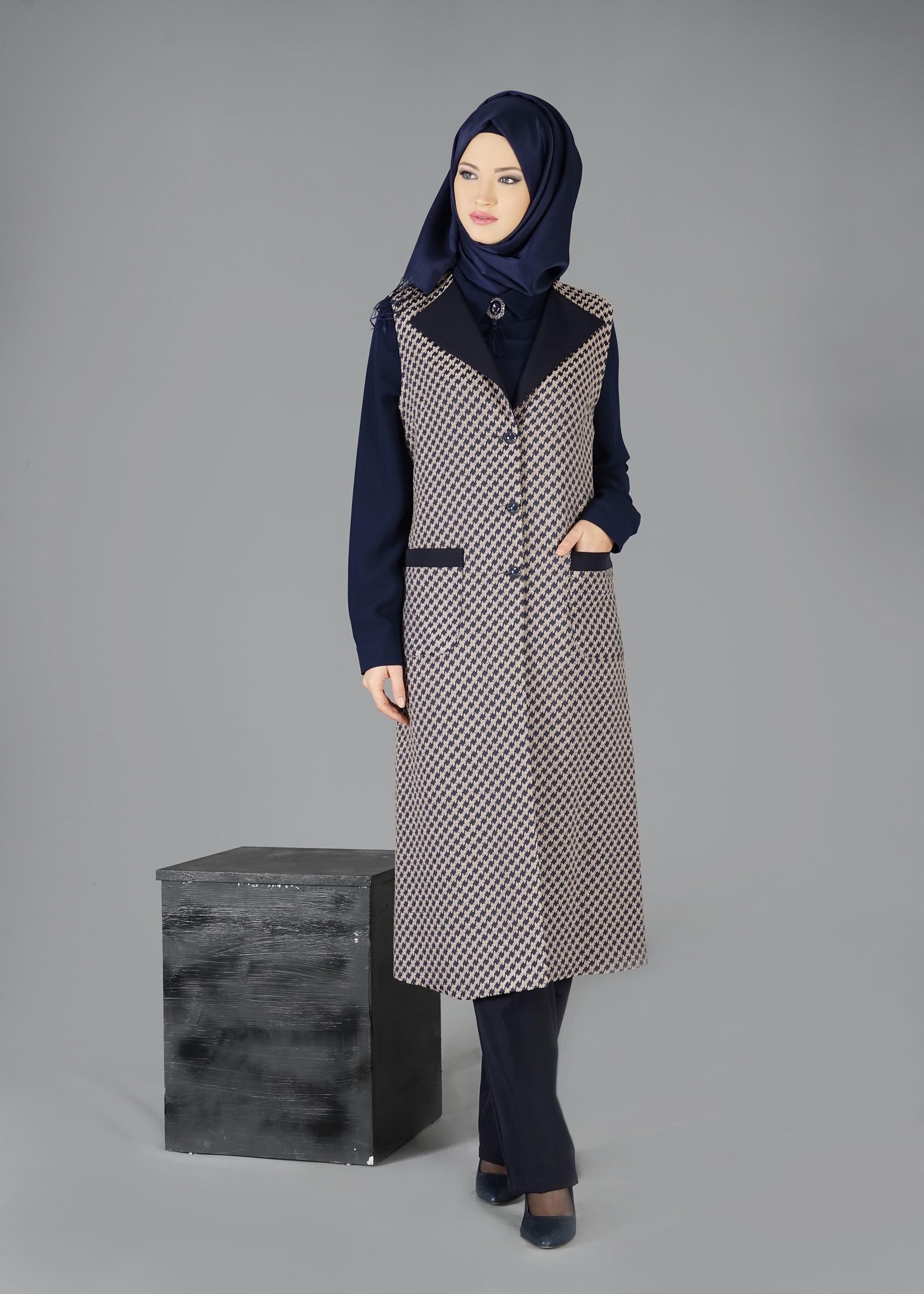 Tesettür giyim LACİVERT 3326P TAKIM