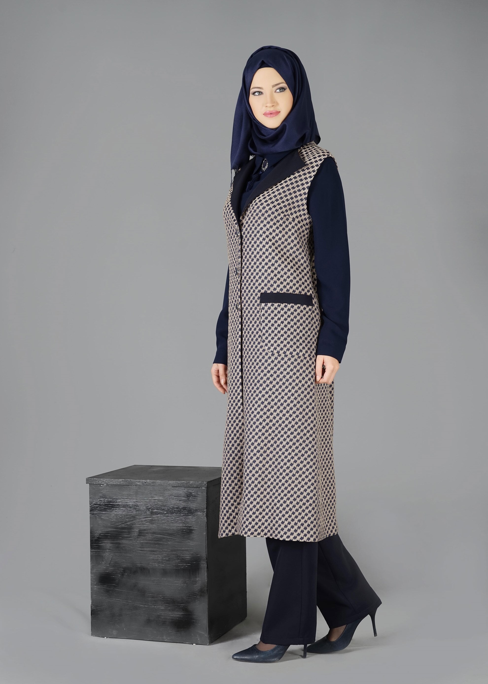 Tesettür giyim LACİVERT 3326P TAKIM
